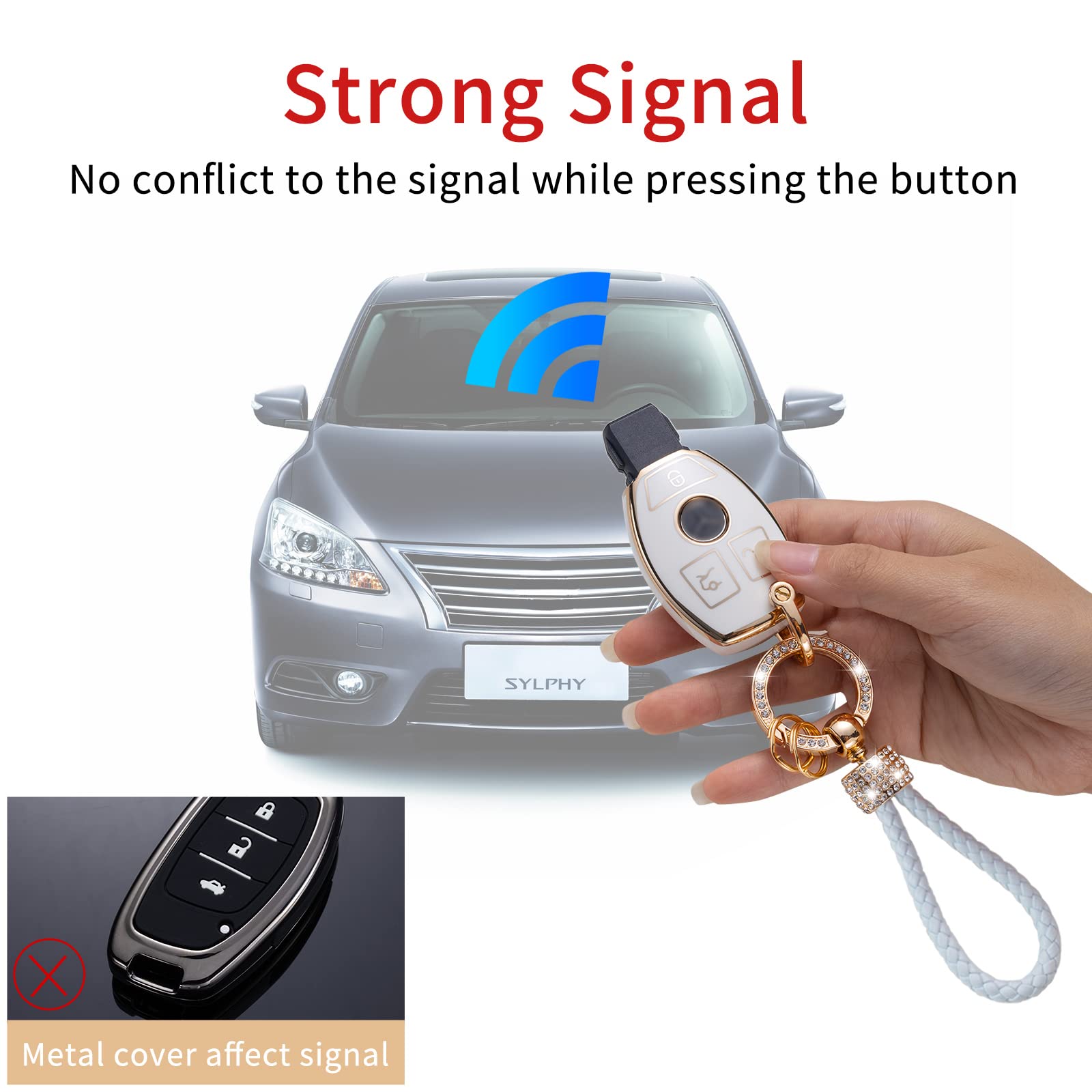 Gematay For Mercedes Benz Key Fob Cover With Lanyard, Soft Tpu Key Case Shell Compatible With Mercedes Benz C E S M Cls Clk G Cl