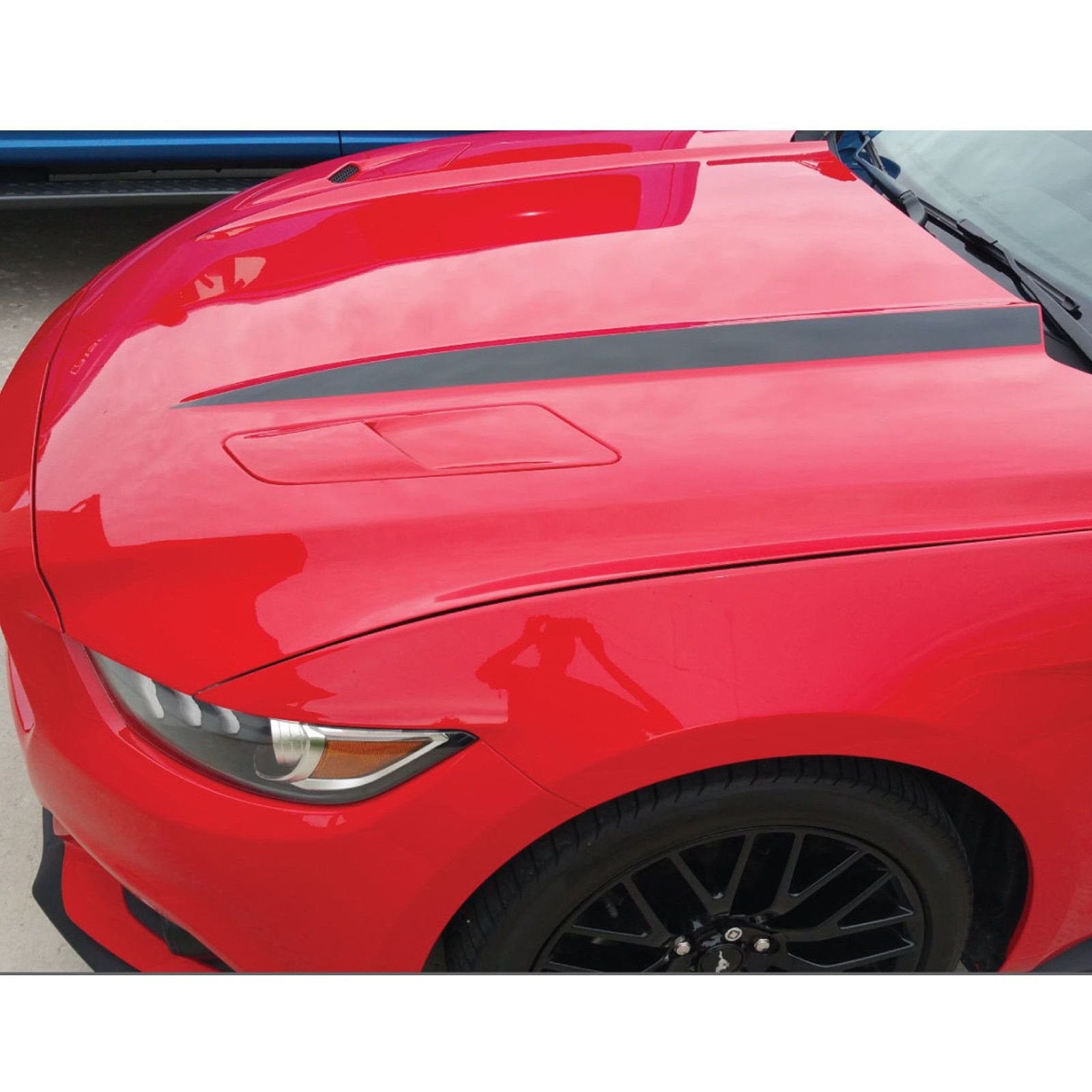 X Xotic Tech Hood Spear Side Stripe Decal Sticker Compatible With Ford Mustang 2015-2023, Glossy Black