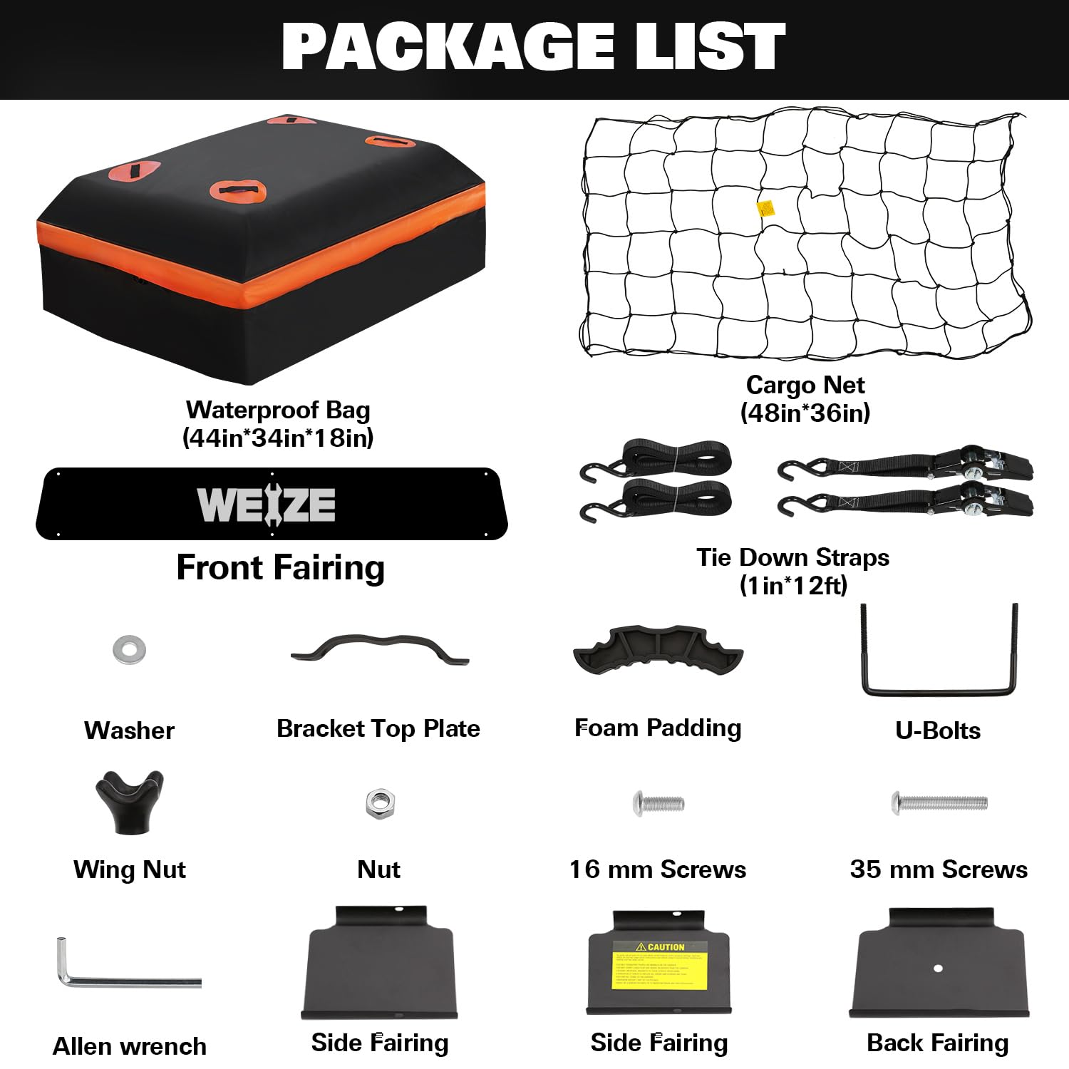 Weize Heavy Duty 64''X 39'' Roof Rack, Rooftop Cargo Carrier Basket With Waterproof Bag, Tie Down Strap & Net, Car Top Luggage H