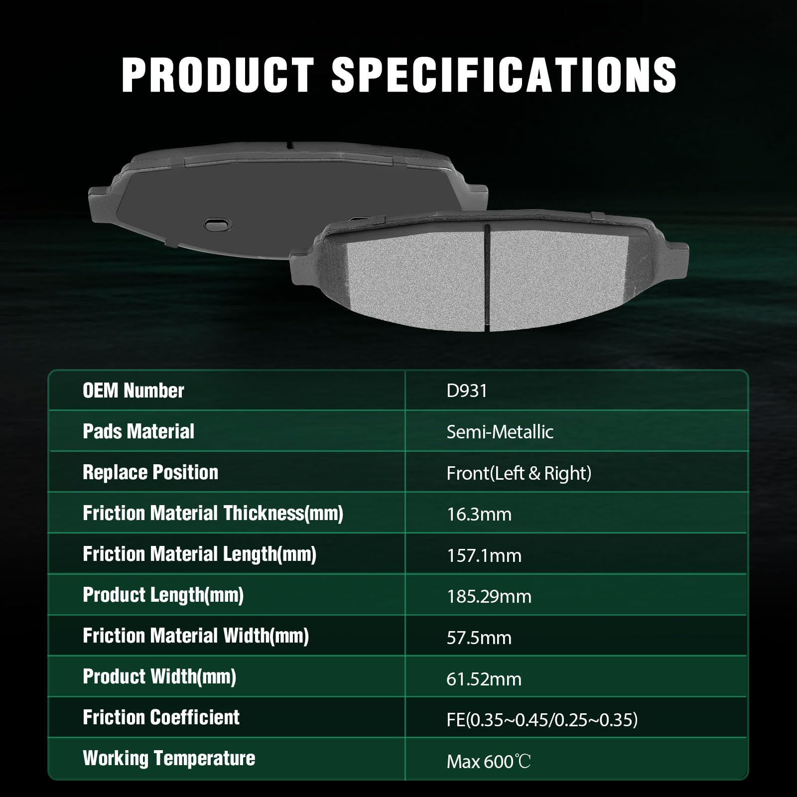 Automuto 8Pcs Front & Rear Disc Brake Pads Set D1040 D931 For Ford For Crown Victoria 2003-2011,For Lincoln Town Car 2003-2011,F