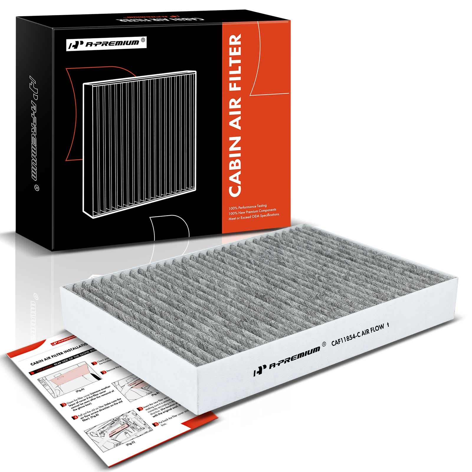 A-Premium Cabin Air Filter with Activated Carbon Compatible with Nissan Vehicles - Rogue (2014-2020), Rogue Sport (2017-2022), Q