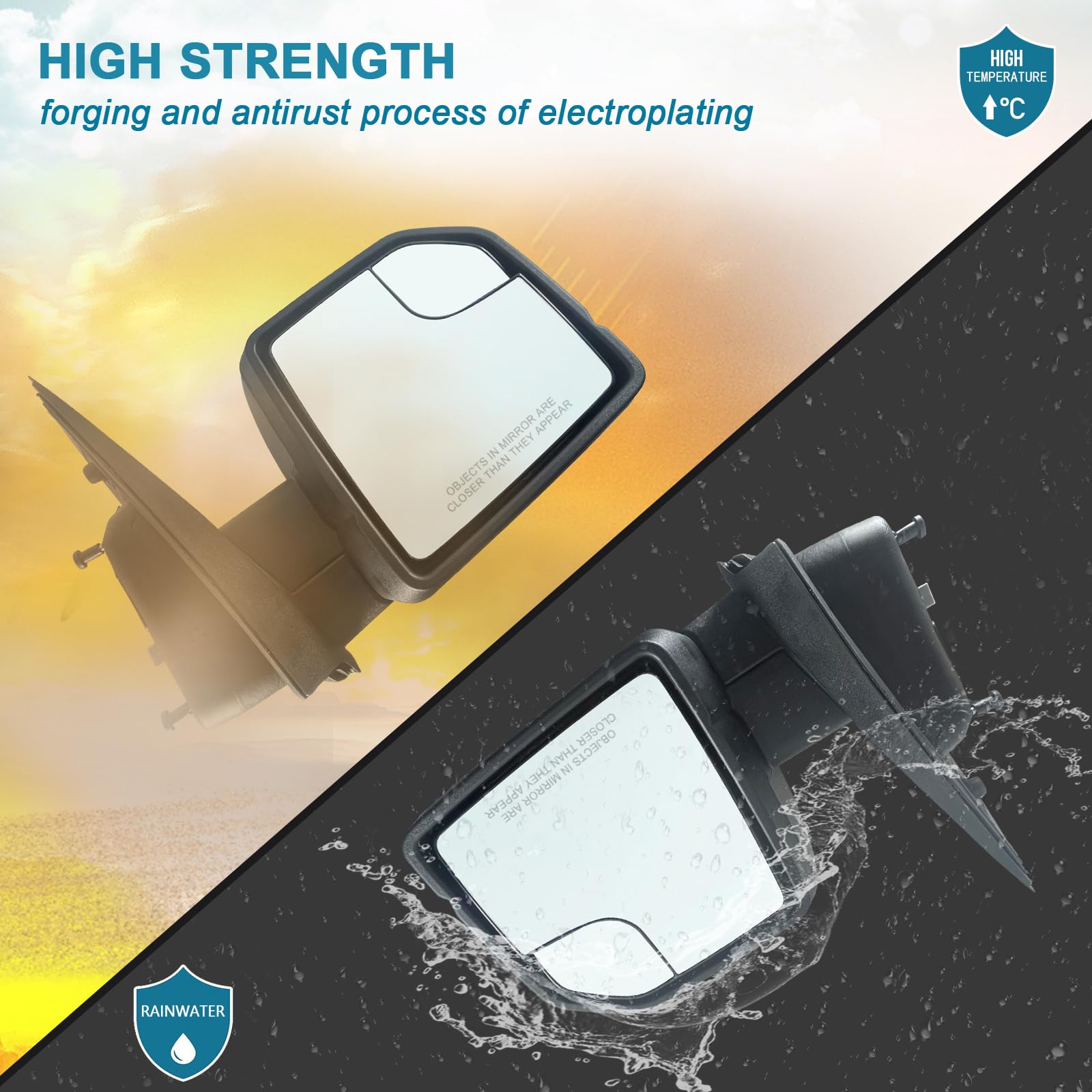 Lqito Right Passenger Side Door Mirror With Blind Spot Glass Power Fits 2015-2020 Ford F150 Without Turn Signal Light Non-Heated (3Pins) Replaces: ?Fl3Z17682Ak