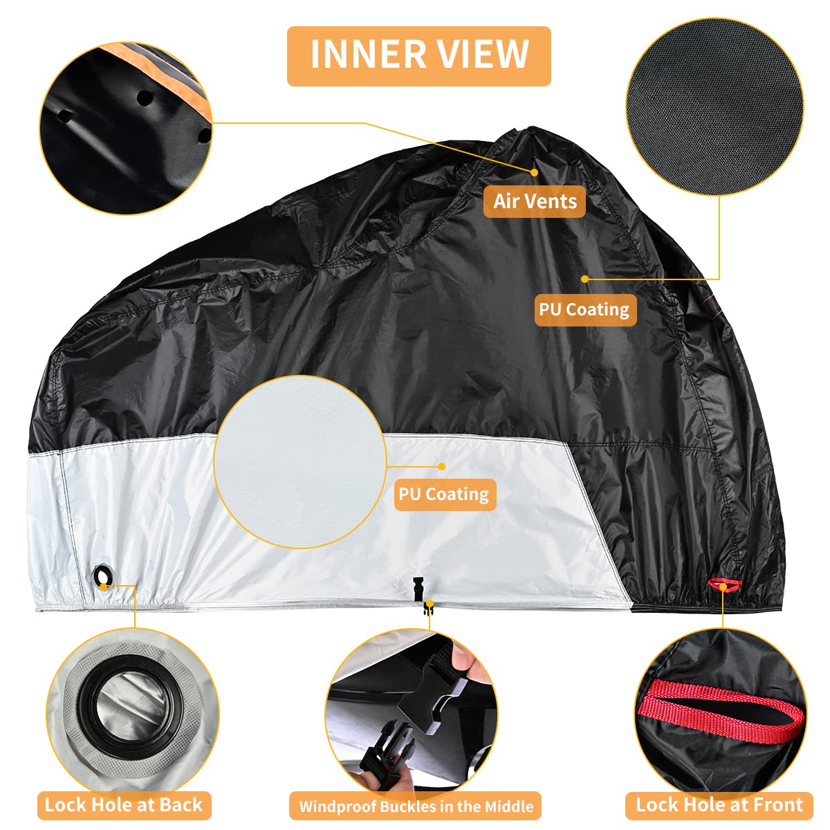 Motorcycle Cover Waterproof Outdoor, Coverado All Weather Protection Motorbike Cover With Lockholes And Night Reflector, Univers