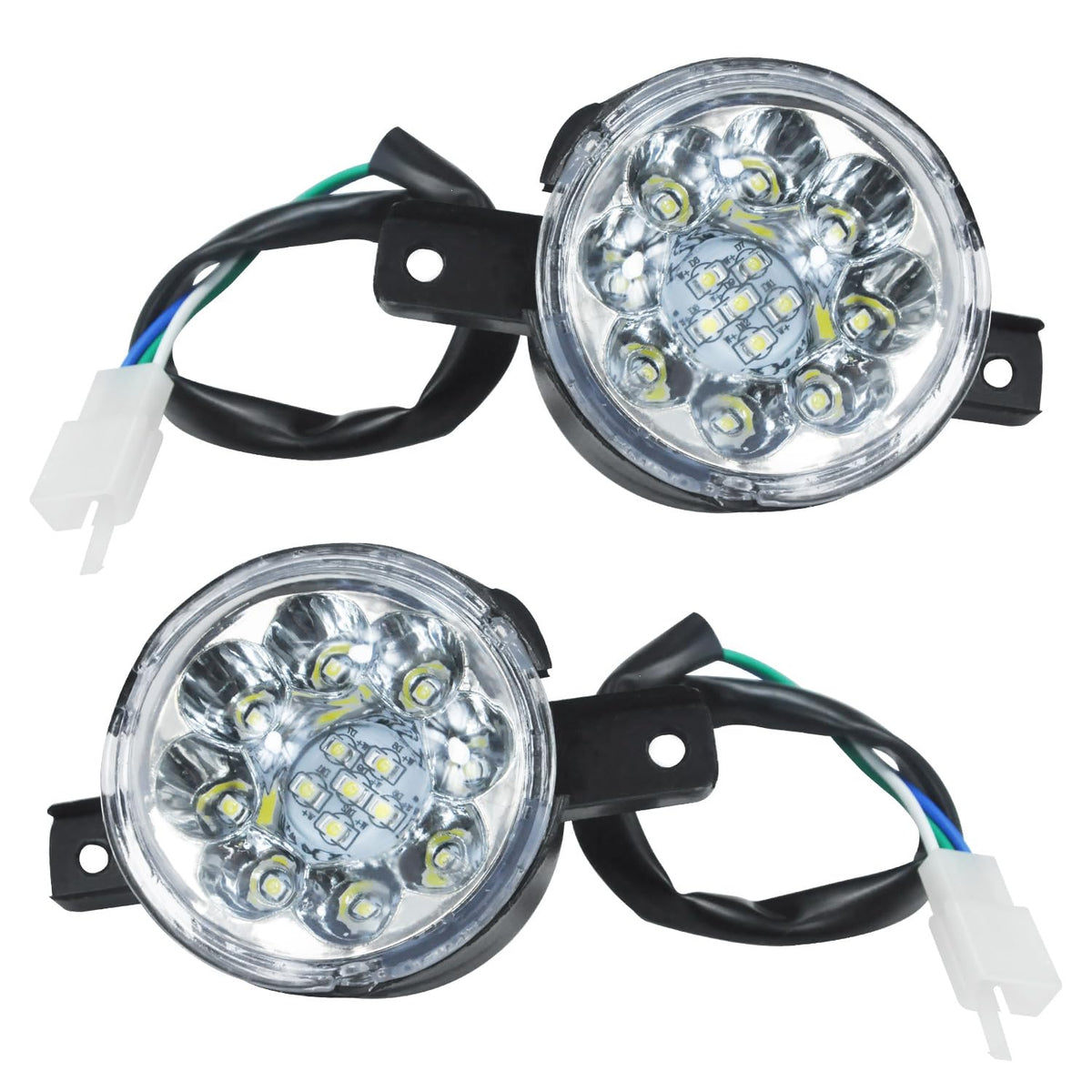 Holato 12V Led Headlight Front Head Lamp For 50Cc 70Cc 90Cc 110Cc 125Cc Taotao Ata 110D 125D Coolster 3050D 3125R Sunl Baja Roketa Apollo Kazuma Chinese Atv Four Wheeler Quad Parts Heavy Duty 2Pcs