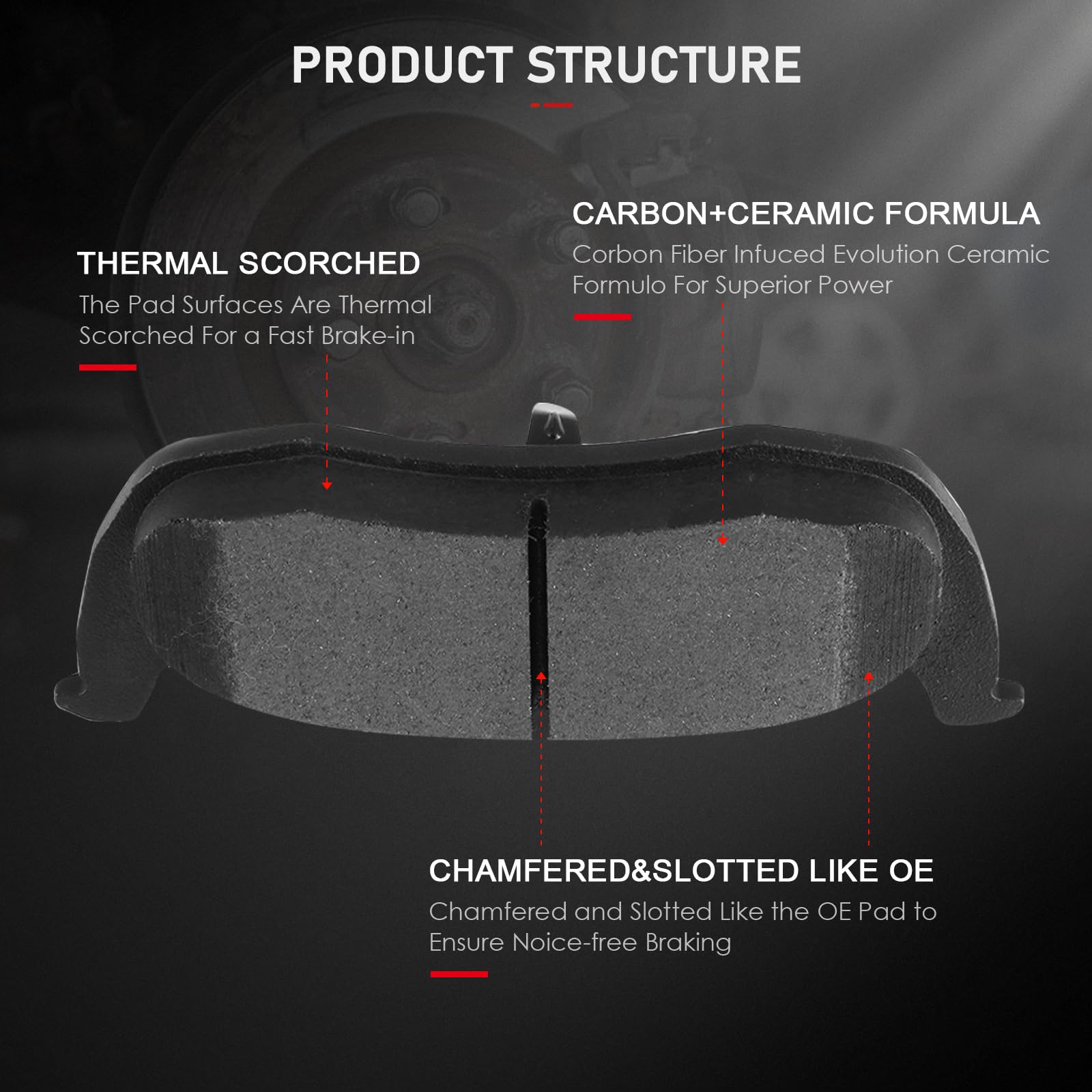 Cciyu D1181 D1087 Front Rear Ceramic Brake Pads Kits 8Pcs Fit For 2006-2010 For Jeep Commander,2005-2010 For Jeep Grand For Cher