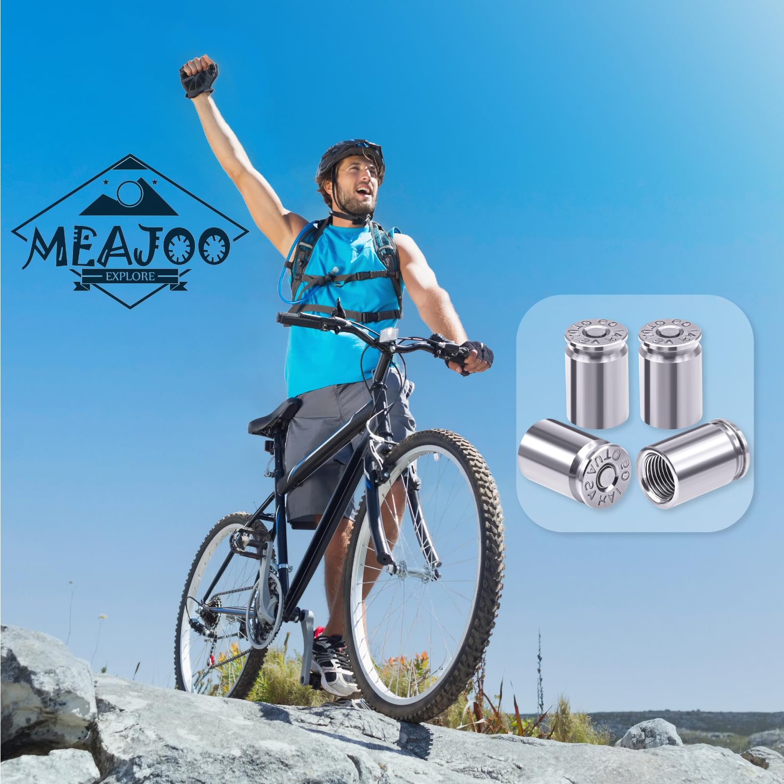 Meajoo 6Pcs Bullet Shell Tire Valve Stem Caps, Aluminum Alloy Car Air Stem Cap, Universal Dustproof Tire Valve Stem Covers For C