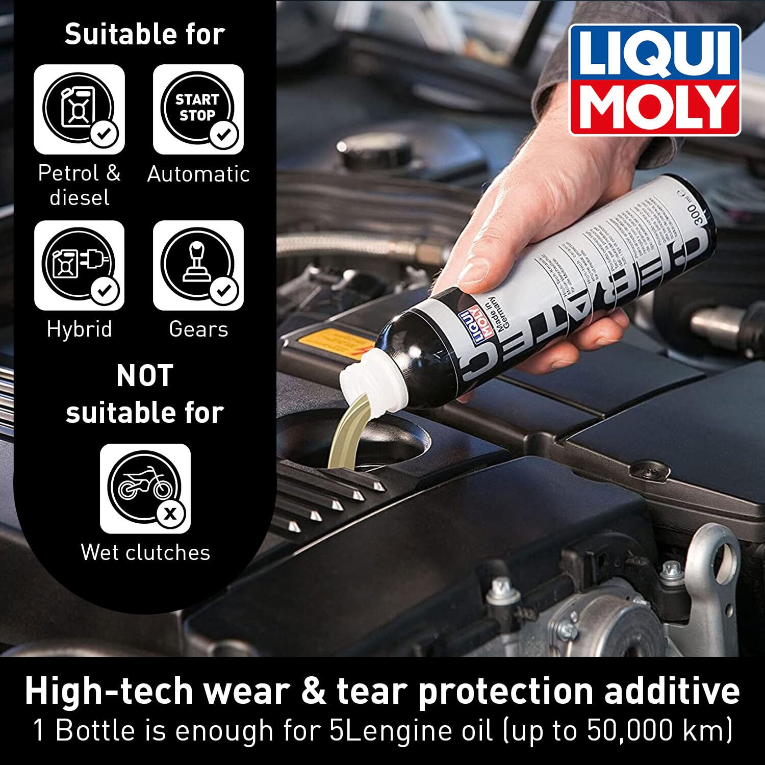 LIQUI MOLY Oil Additive Cera Tec 20002 Ceramic Wear & Tear Protection for Petrol & Diesel Engines Smoother Engine Performance, L