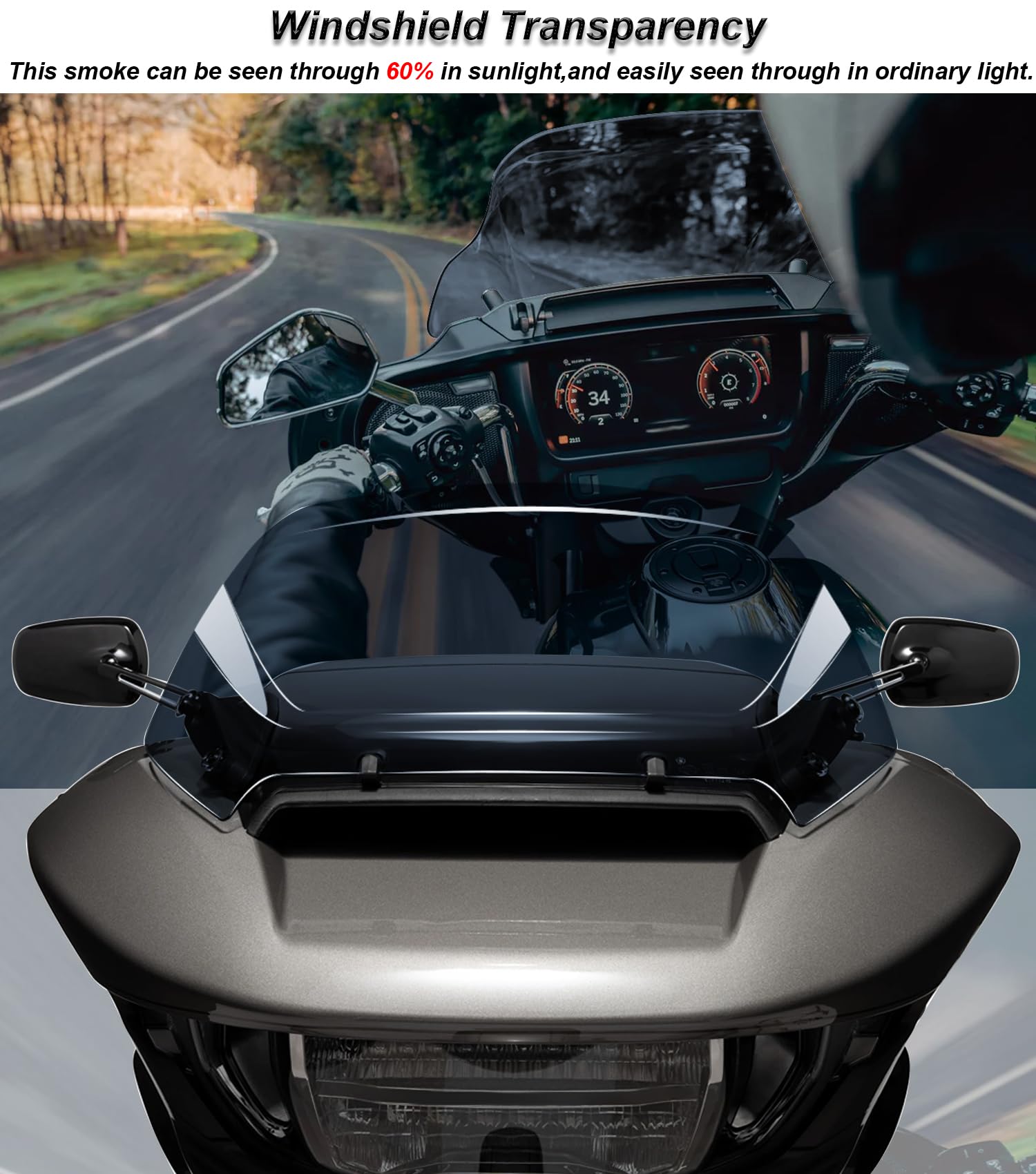10'' Wave Windshield Windscreen Wind Splitter fits for Harley Davidson CVO Road Glide FLTRXSE 2023-up, CVO Road Glide ST FLTRXST