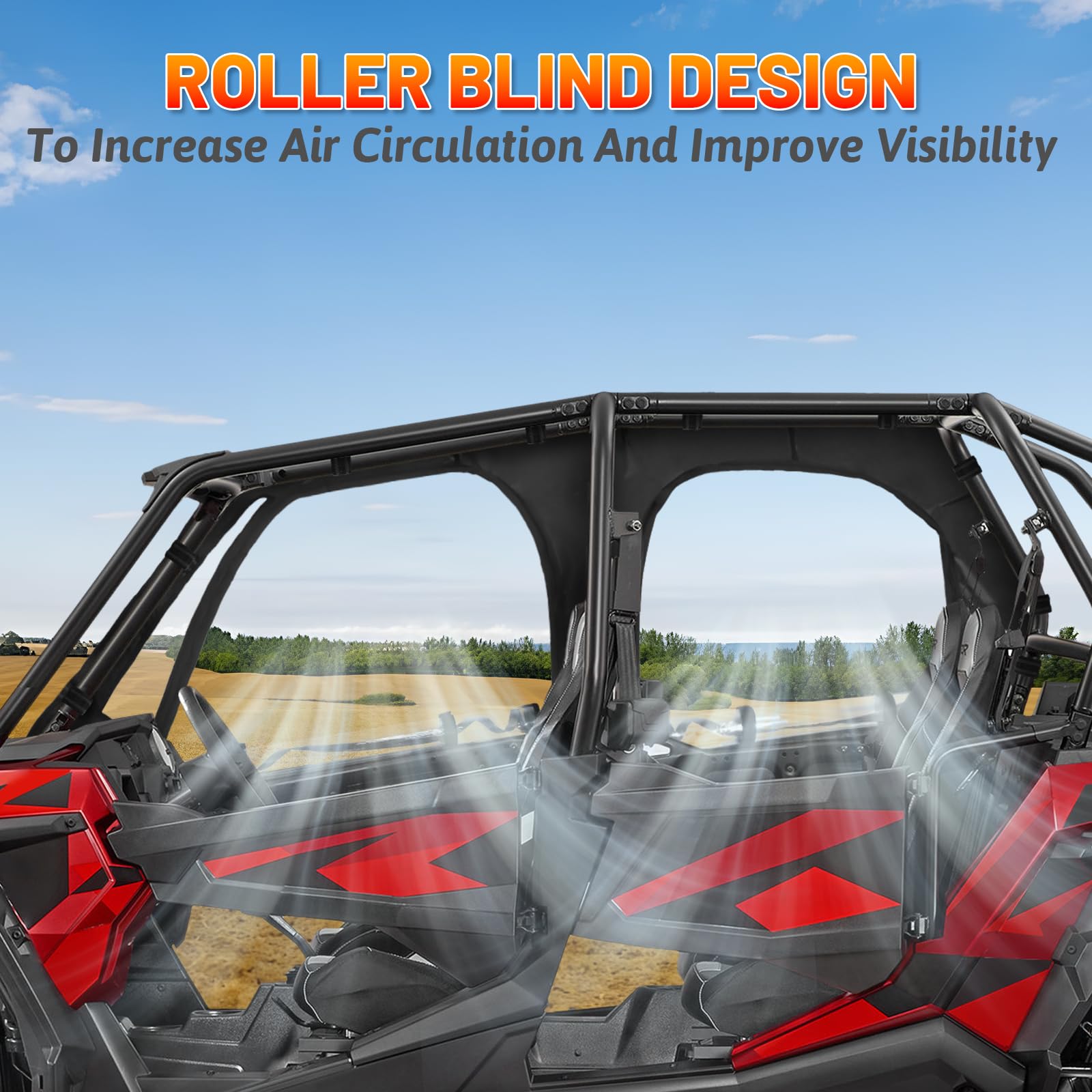 StarknightMT RZR XP4 1000 Cab Enclosure Upper Doors, 4 Seater Soft Side Windows With Zipper Vent Compatible With Polaris 2014-20