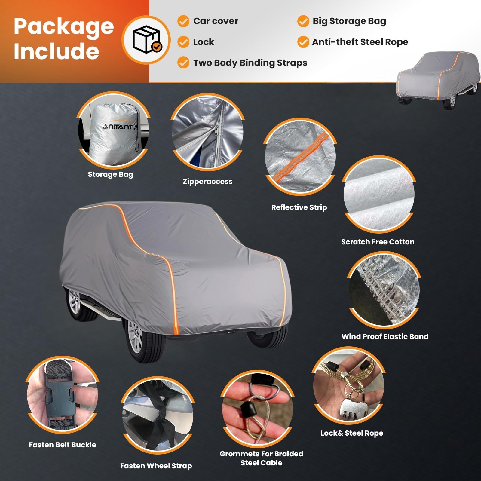 Anitant Large Car Cover,Winter Suv Cover, Car Cover Waterproof All Weather Suv Full Size, Suv Cover Waterproof All Weather,Suv C