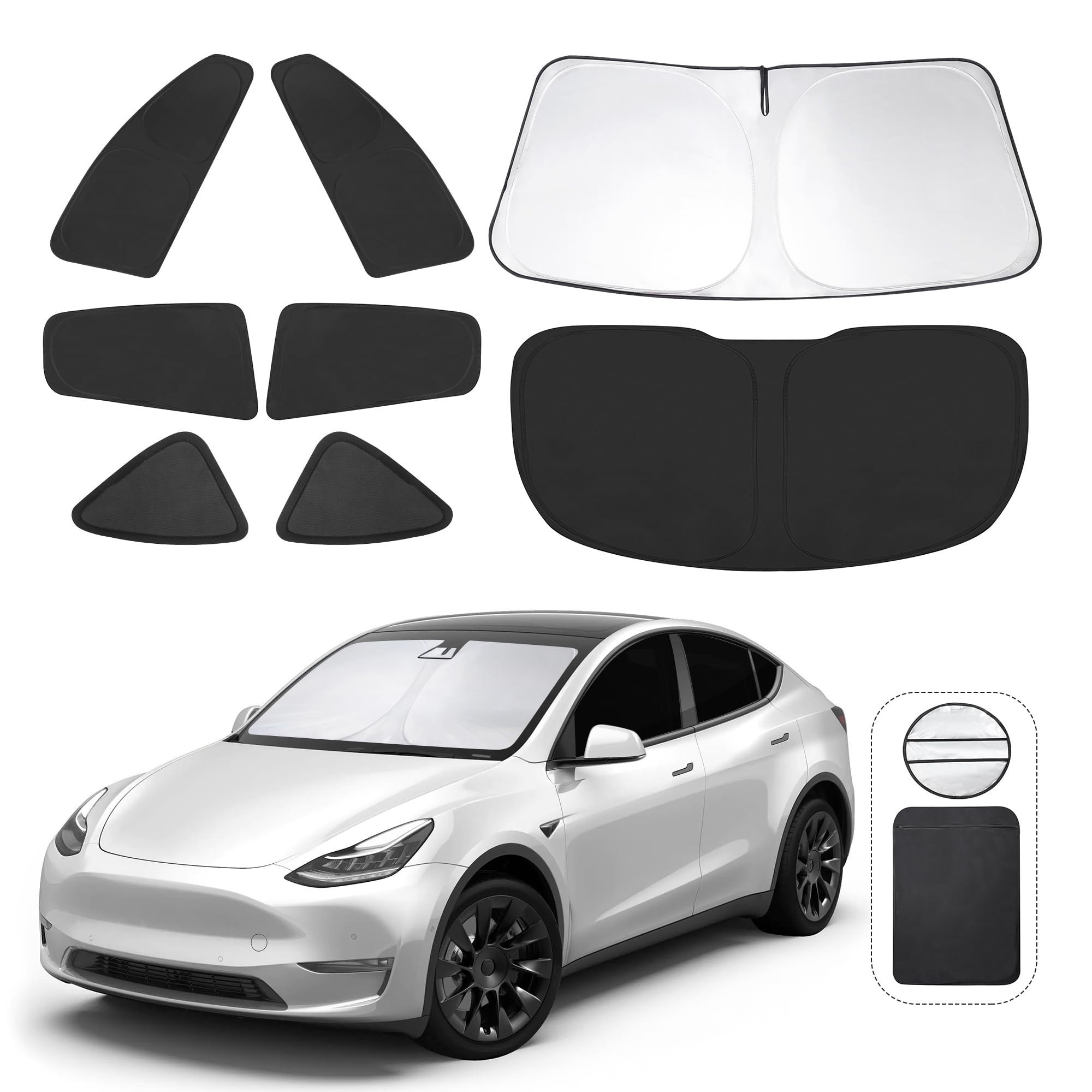Tinglu Window Shades For Tesla Model Y 2020-2024 2025 Accessories Car Side Full Windows Rear Triangular Windshield Sun Shade Sun