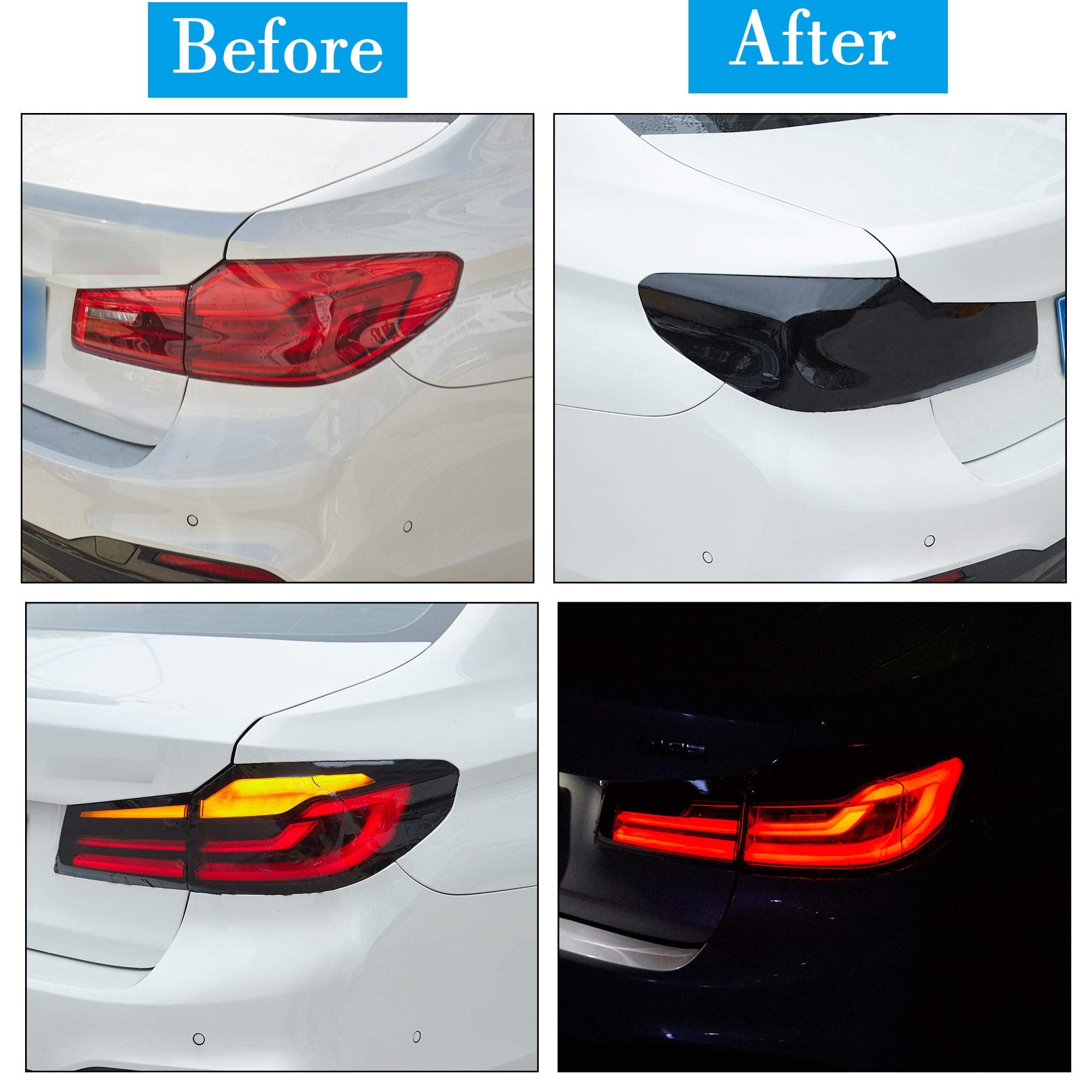 Tomall 78.7''X12'' Dark Black Vinyl Film For Car Headlight Taillight Fog Lights Tint Self Adhesive Decals Sports Modification Ca