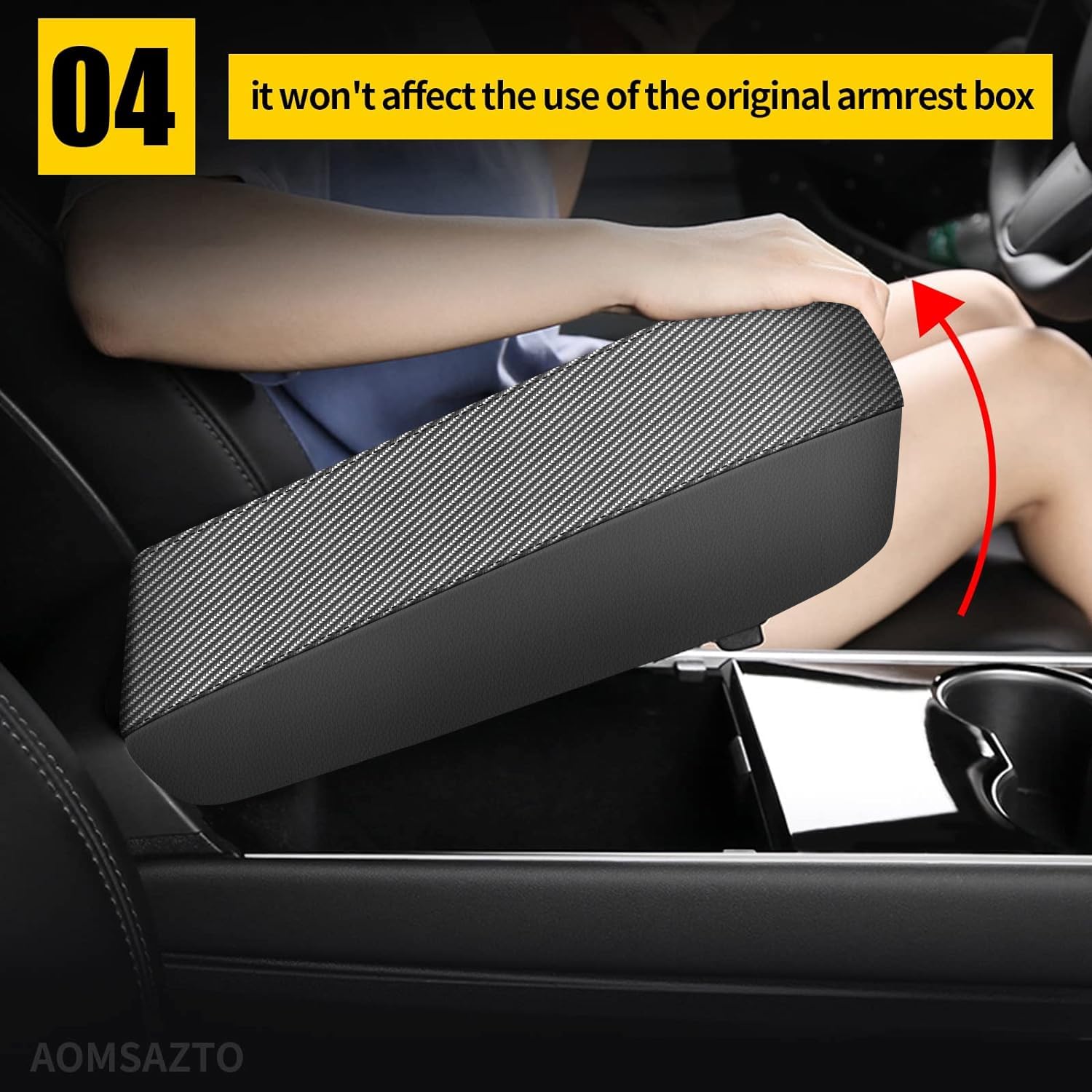 Aomsazto Armrest Covers For 2013-2018 Nissan Altima Carbon Fiber