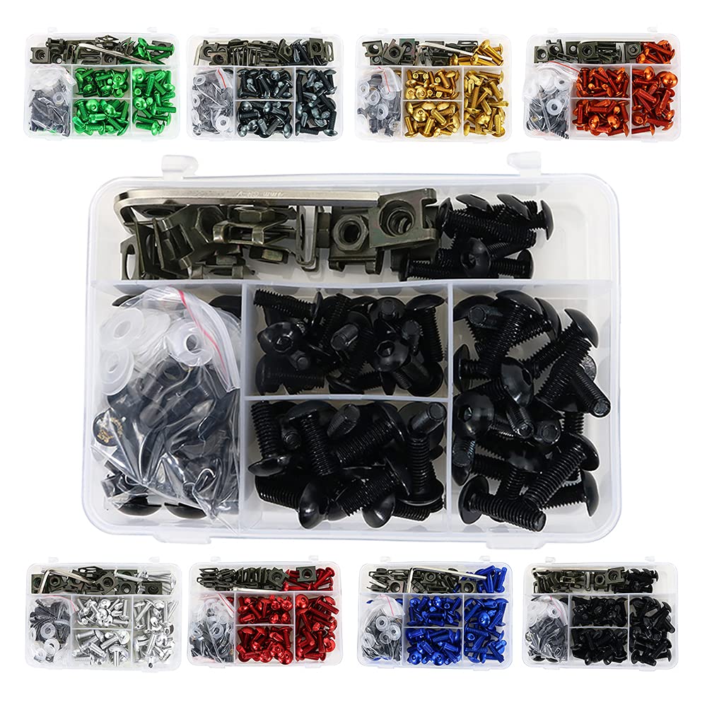 REARACE Motorcycle Universal Motorcycle Fairing Bolt Kits Fit for CRF-R Series, YZ Series, Ninja/ZX Series, GSX/DRZ Series, Fixi