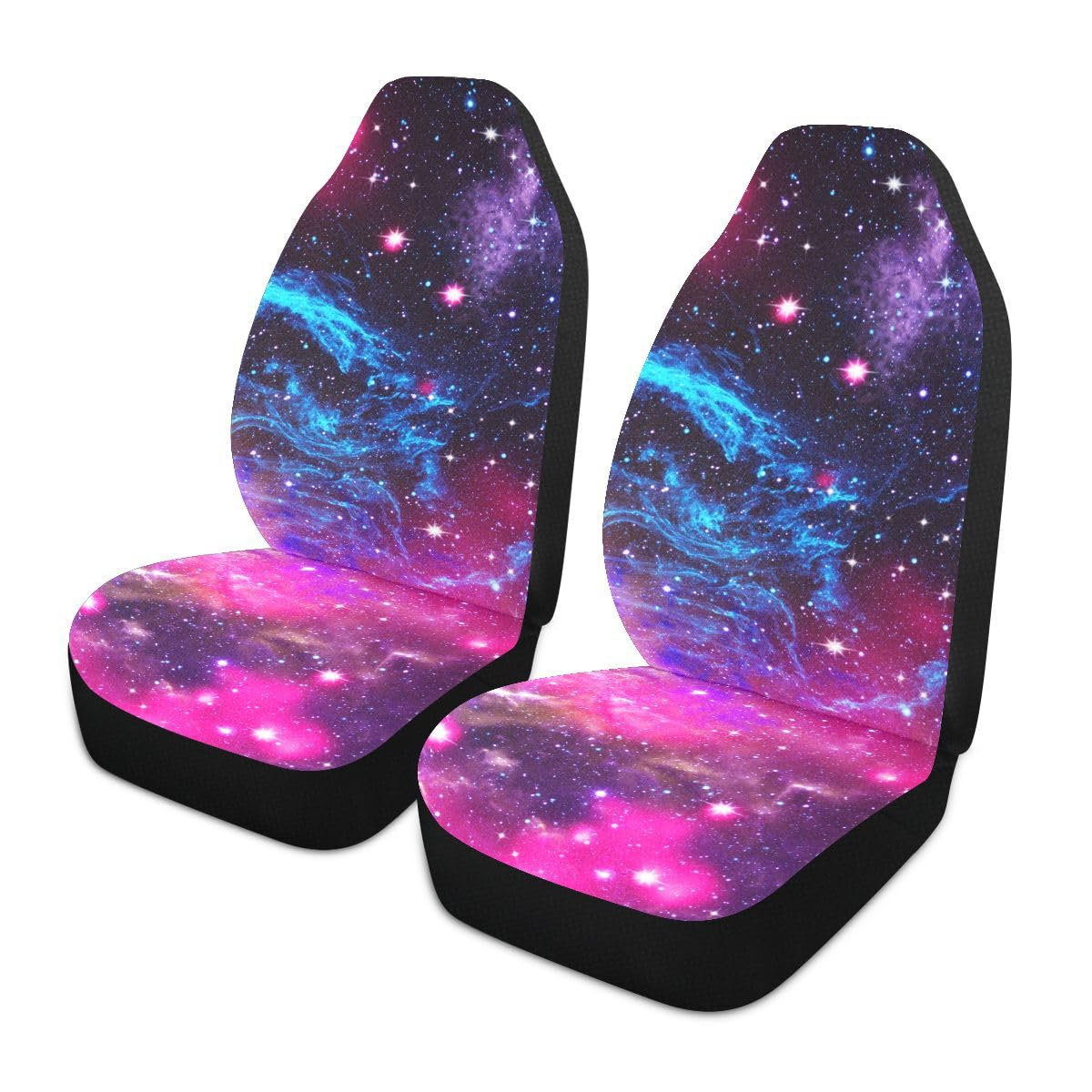 LONSANT Galaxy Car Seat Covers Set of 2,Deep Space Abstract Natural Universe Blue Purple Galaxy Stars Universal Auto Front Seat 