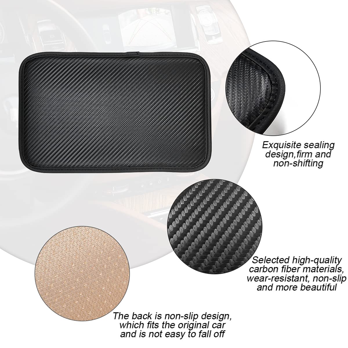 8Sanlione Leather Center Console Cushion Pad, 11.4''X7.4'' Waterproof Armrest Seat Box Cover Fit For Most Cars, Vehicles, Suvs,