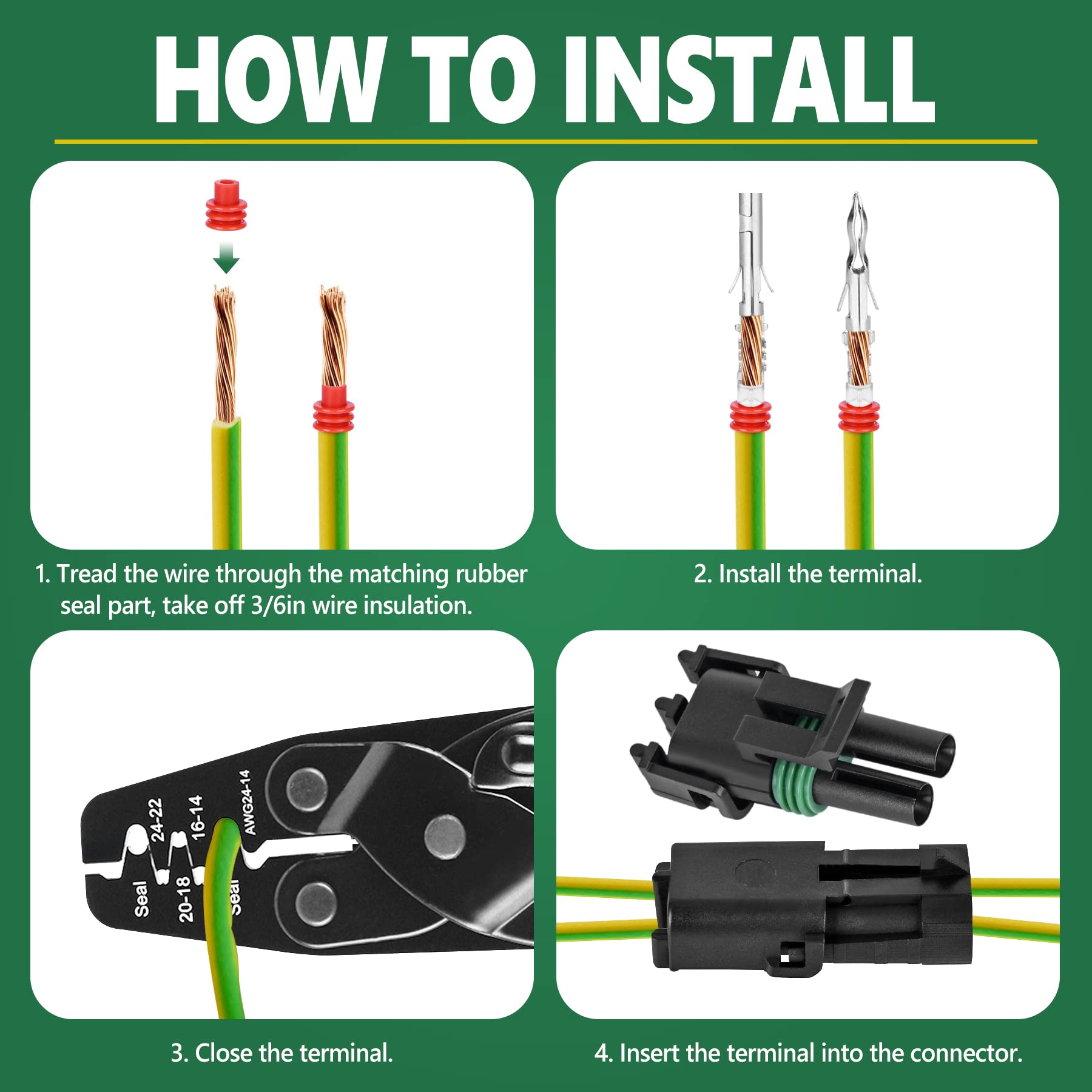 367Pcs 20 Kits Waterproof Automotive Electrical Connectors 1/2/3/4/6 Male&Female Pin 22-14Awg Wire Harness Spark Plug Connector