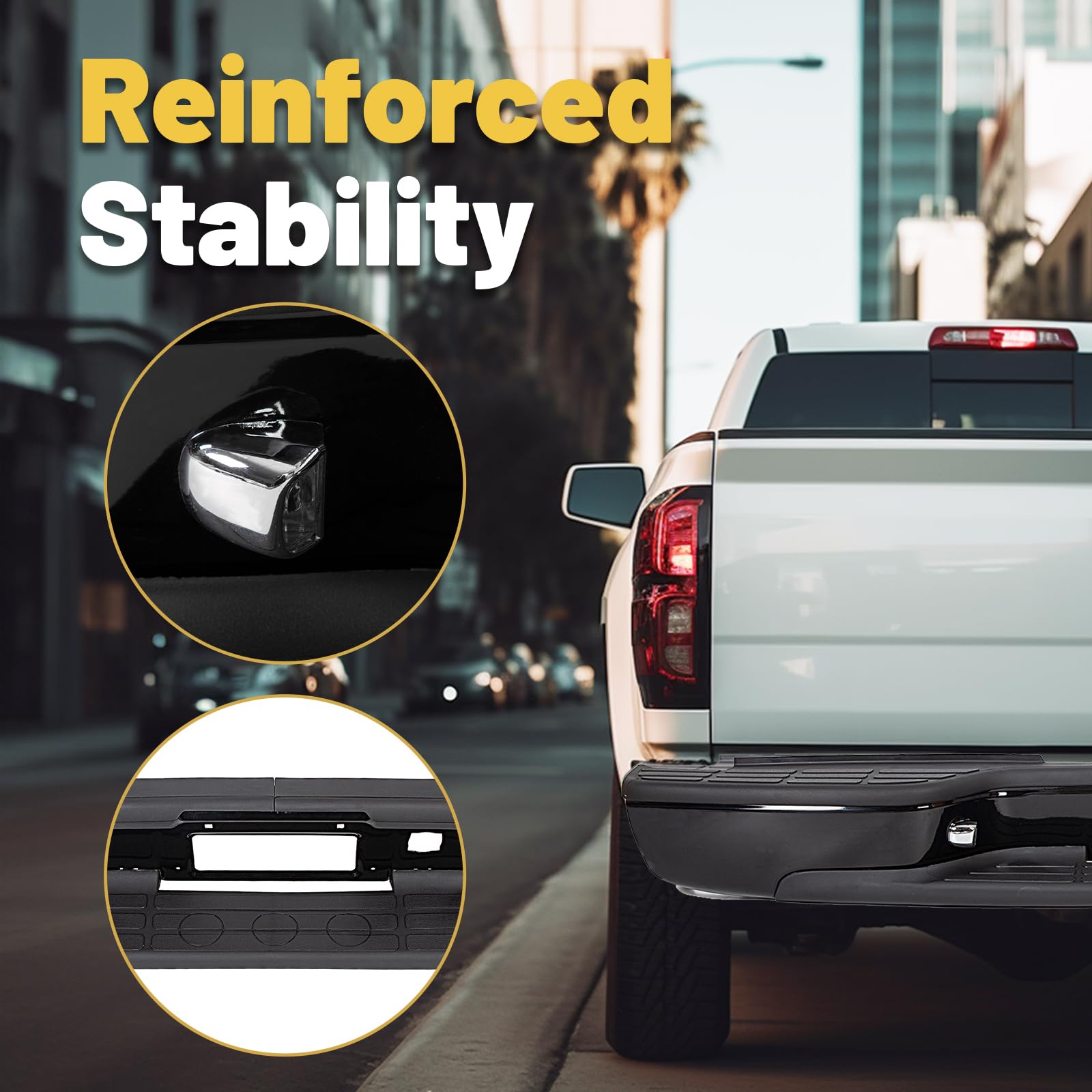 Ecotric Rear Step Bumper Compatible With 1999-2007 Chevy Chevrolet Silverado Gmc Sierra 1500 2500 Classic Face Bar W/License Pla