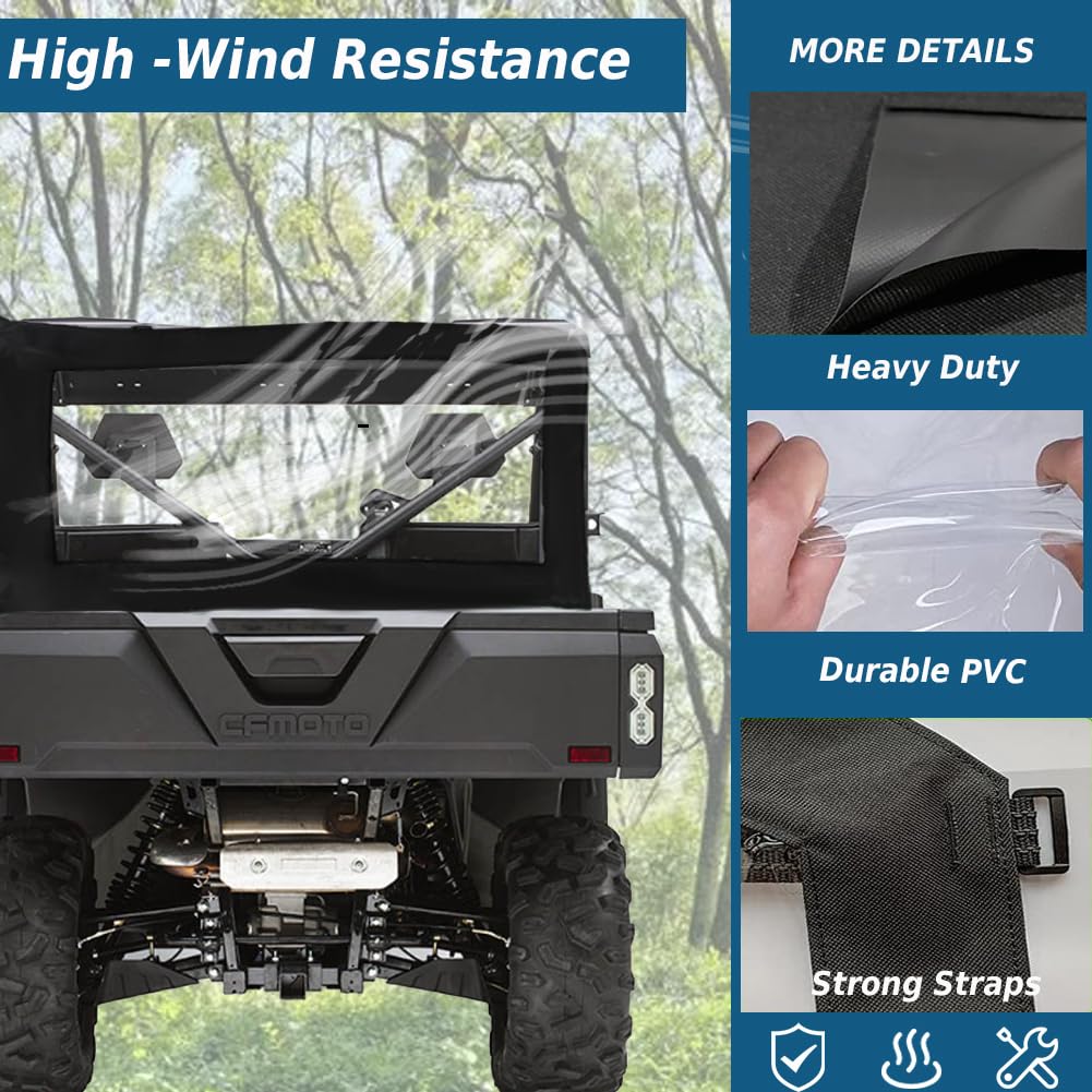 Yonqifon Rear Windshield Compatible With Cfmoto Uforce 1000/1000Xl, Soft Pvc Back Window Screen Rear Window For 2019+ Uforce 100