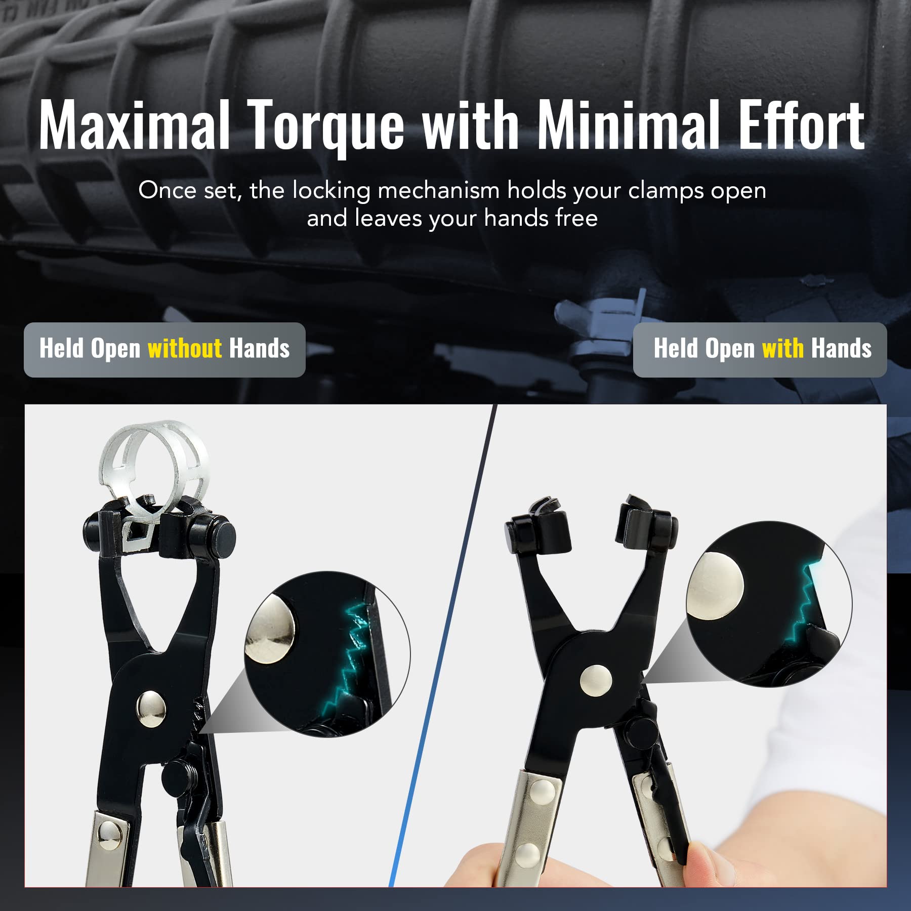 Orion Motor Tech 9Pcs Hose Clamp Pliers For Fuel Oil & Water Hoses, Automotive Long Reach Hose Clamp Remover Kit With Flexible W