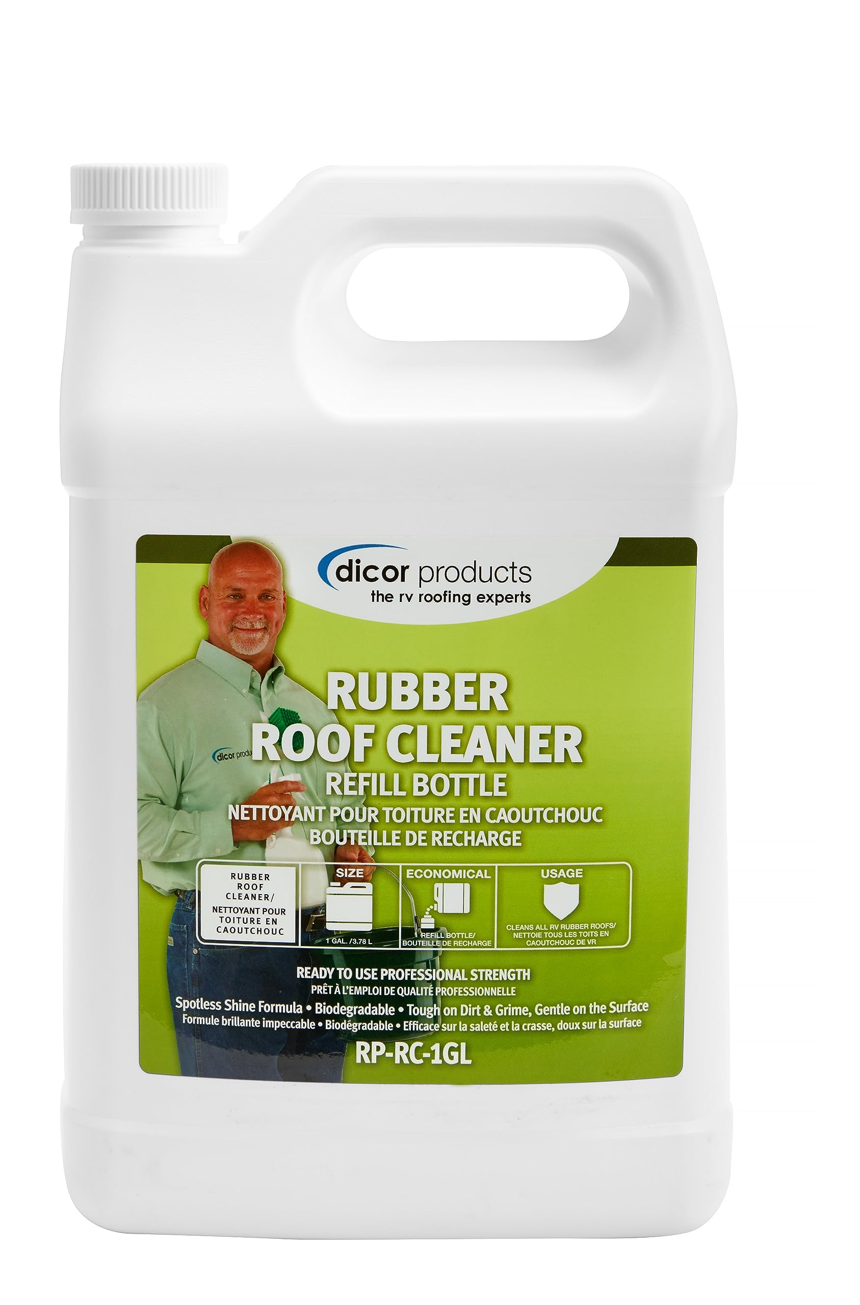 Dicor Rp-Rc-1Gl Deep Cleaning Rubber Rv Roof Cleanser Spray Refill - White, 1 Gallon
