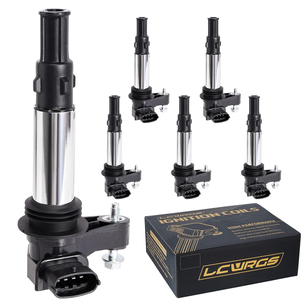Set Of 6 Ignition Coil Pack Fits For 2.8 3.6 V6 2004 2005 2006 2007 2008 2009 Cadillac Cts Sts Srx Chevy Traverse Buick Enclave 