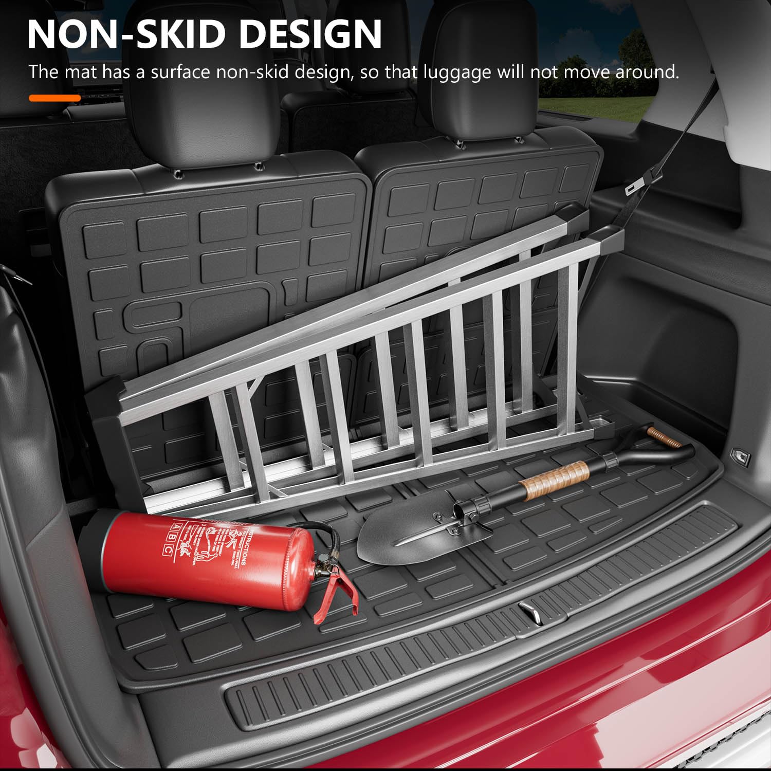 powoq Cargo Mat Compatible with 2021-2025 Jeep Grand Cherokee L Overland Trunk Mat Backrest Trunk Liner TPE Cargo Liner Replacem