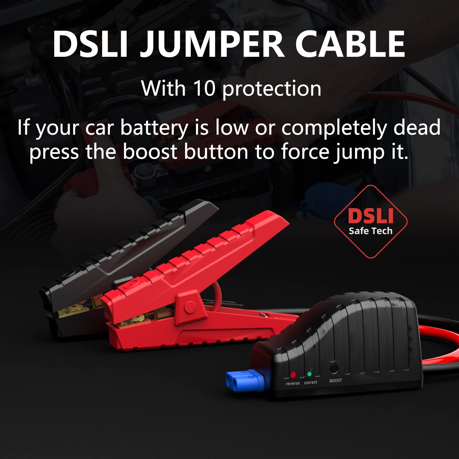 Yesper 2160A Battery Jump Starter Protable, Booster Pack Jump Box For 12V Car (Up To 9.0L Gas/7.0L Diesel Engine), Jumper Cables With Dsli Safe Tech, Dc 15V Port(Real Capacity)