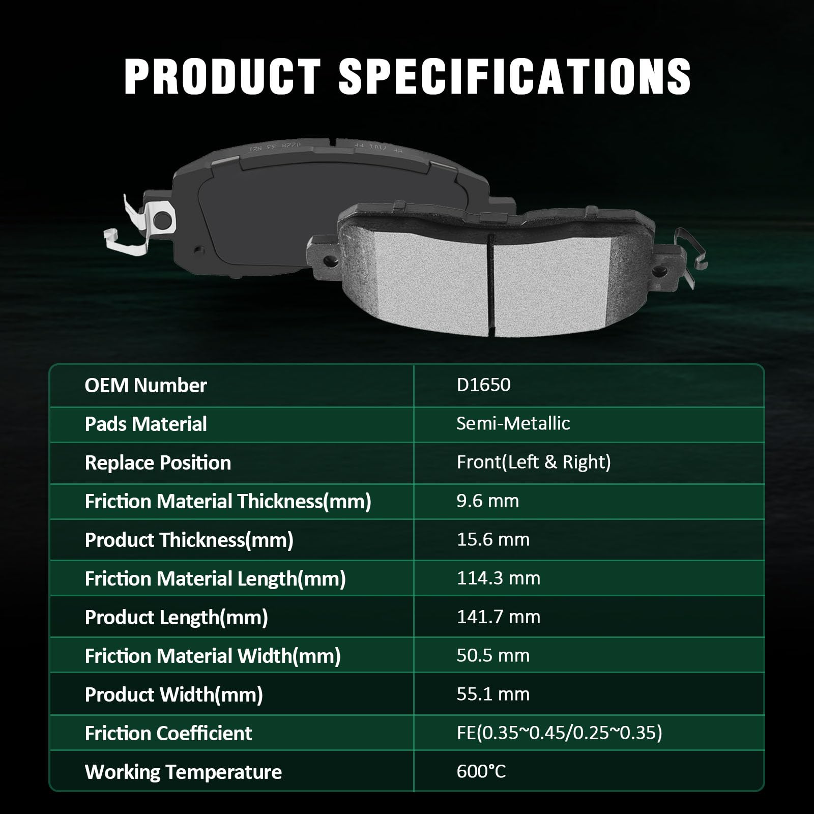 Automuto 8Pcs Front & Rear Ceramic/Semi-Metallic Disc Brake Pads Set D1650 D2200 For Nissan Altima 2019-2022