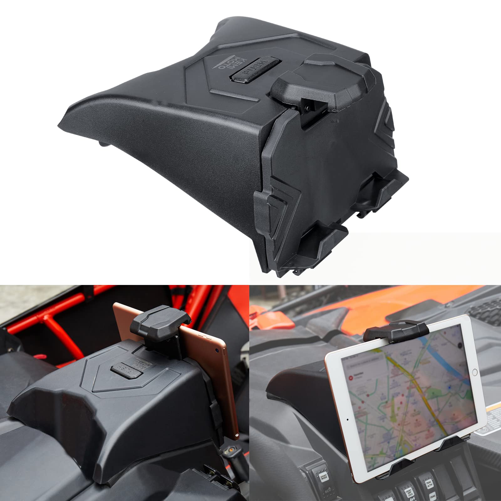 KEMIMOTO X3 Device Tablet Holder Storage Mount Compatible with 2017-2024 Can Am Maverick X3 / X3 Max DS MR RC Turbo R, 715002874