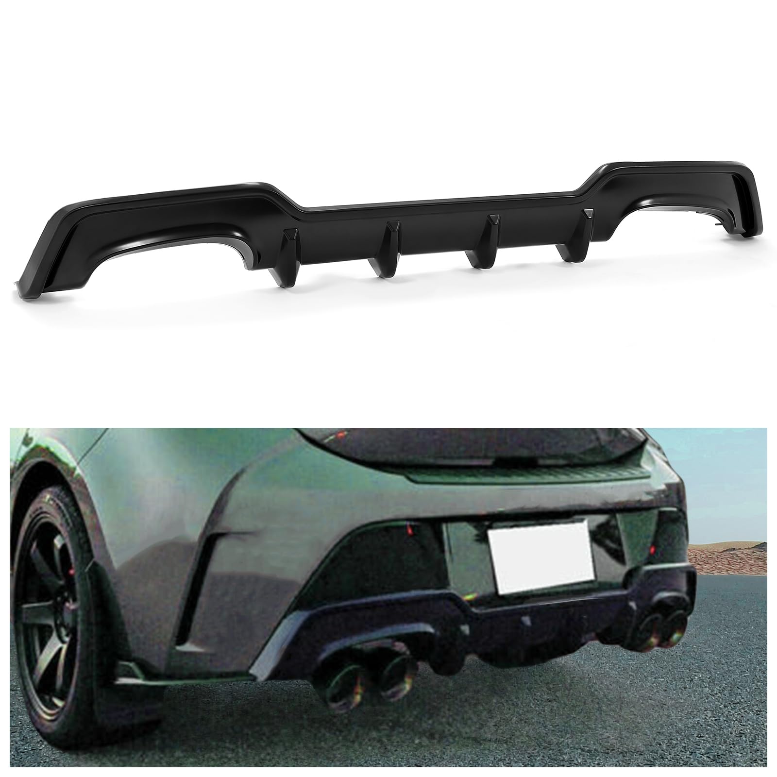 KUAFU Rear Diffuser Compatible with 2019-2022 Toyota Corolla Hatchback & Toyota Auris Hatchback Rear Bumper Diffuser Lip Valance