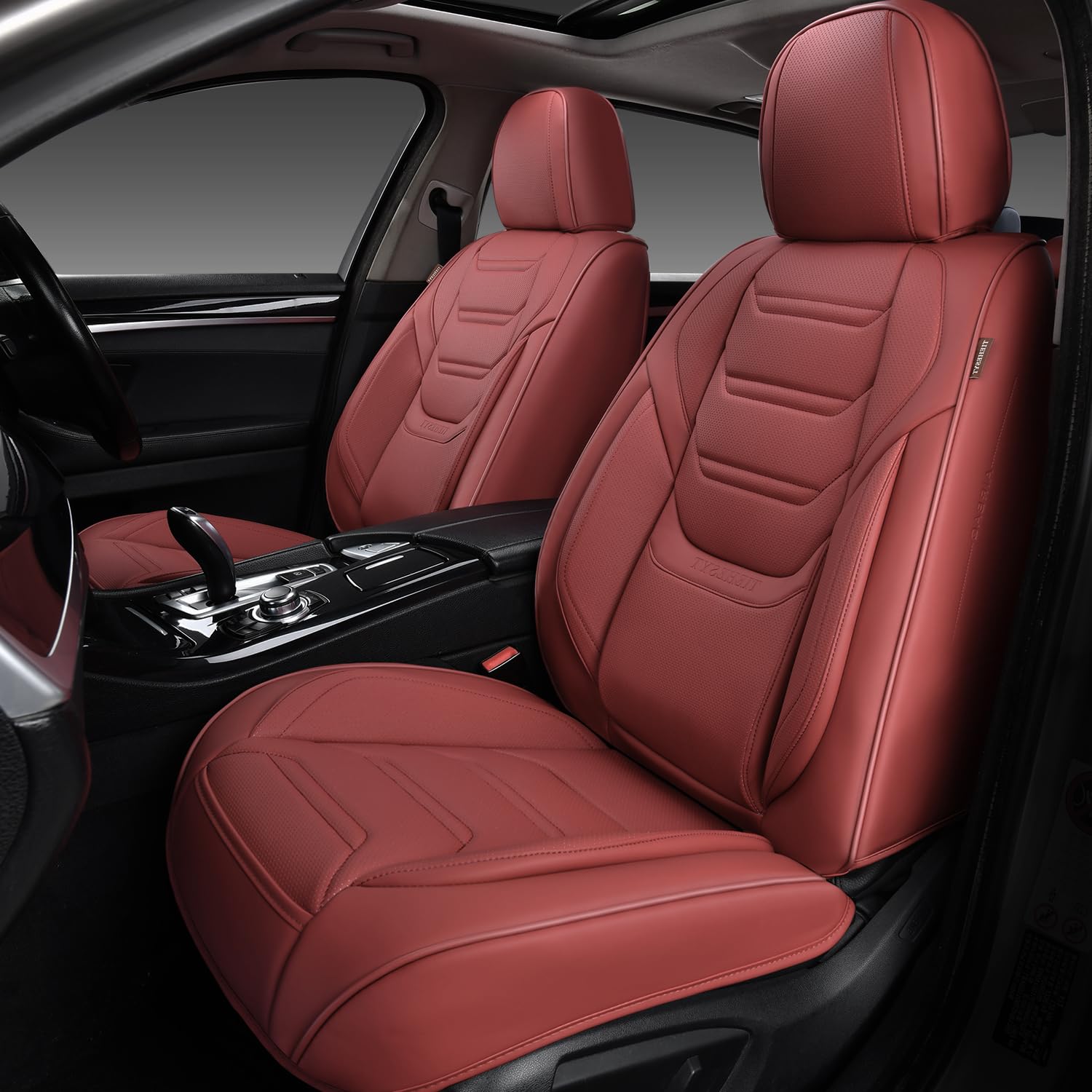 Tiehesyt Leather Seat Covers Front Pair With Lumbar Support, Breathable And Waterproof Car Seat Cover, Universal Seat Covers For