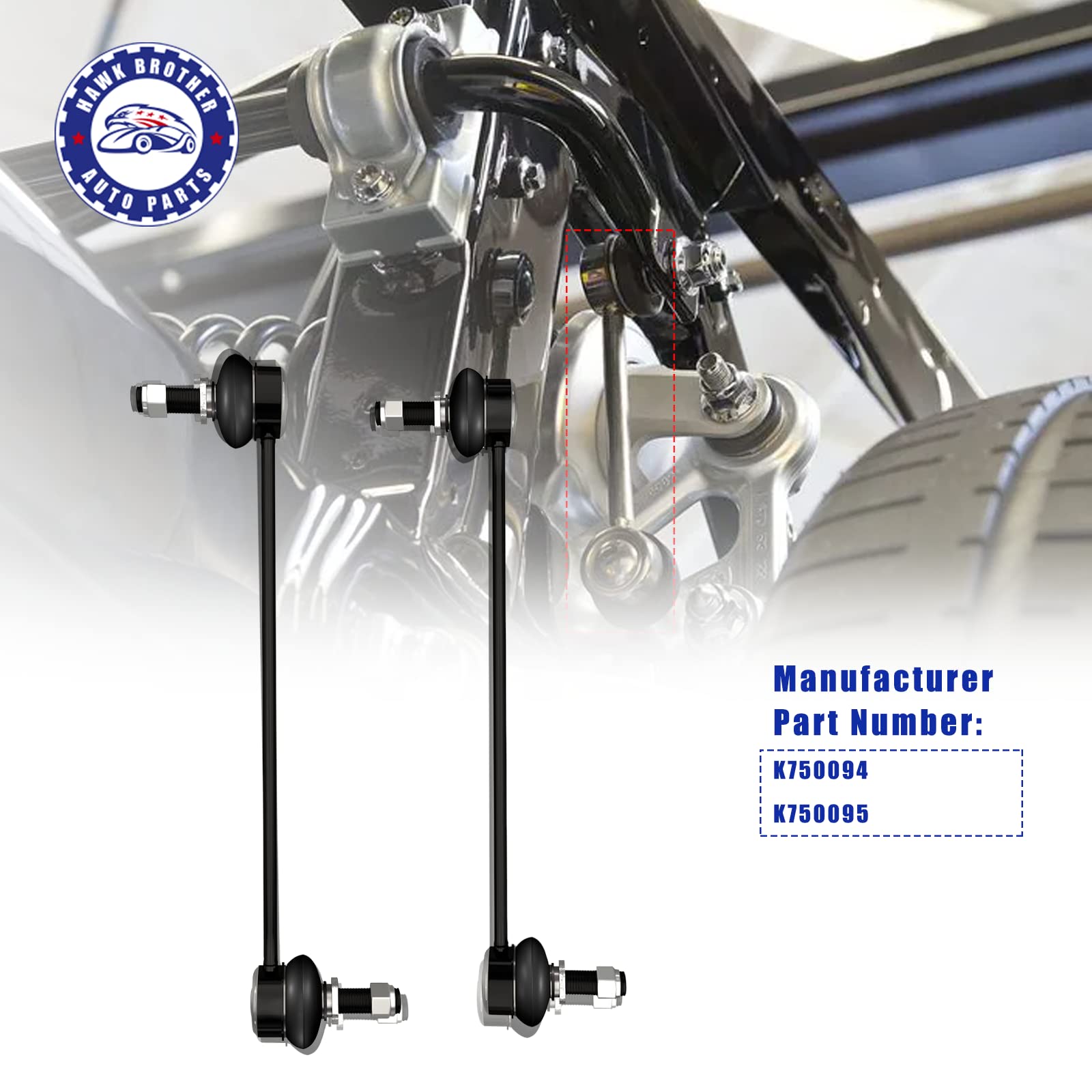 HAWK BROTHER K750094 K750095 Front Left Right Stabilizer Sway Bar End Link Suspension Kit Replacement for Nissan Altima 2007-202