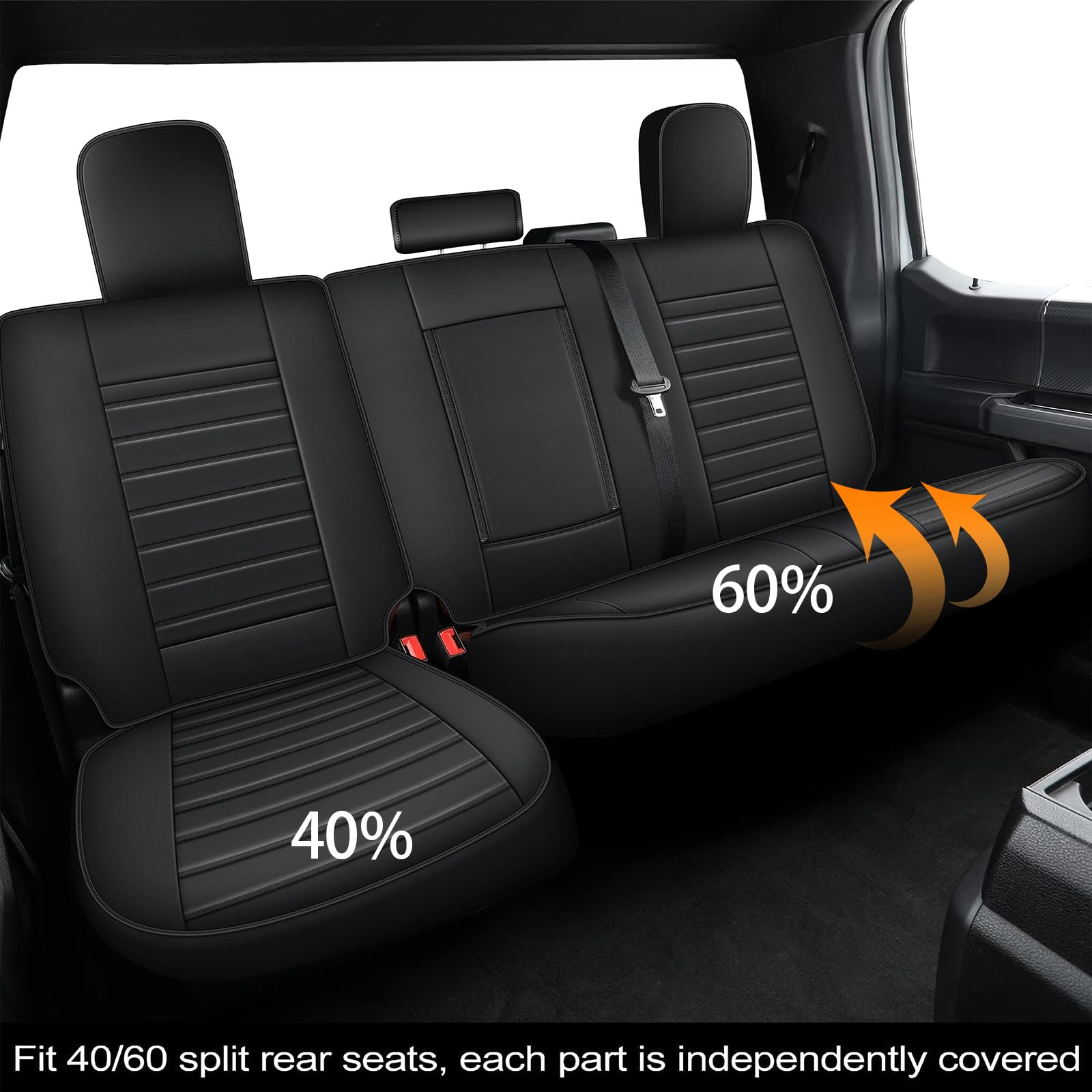 Jiamaoxin Seat Covers For Ford F150 2009-2024 2025 - F250/F350/F450 2017-2024 2025: 5 Seat Full Set Faux Leather Truck Seat Cove