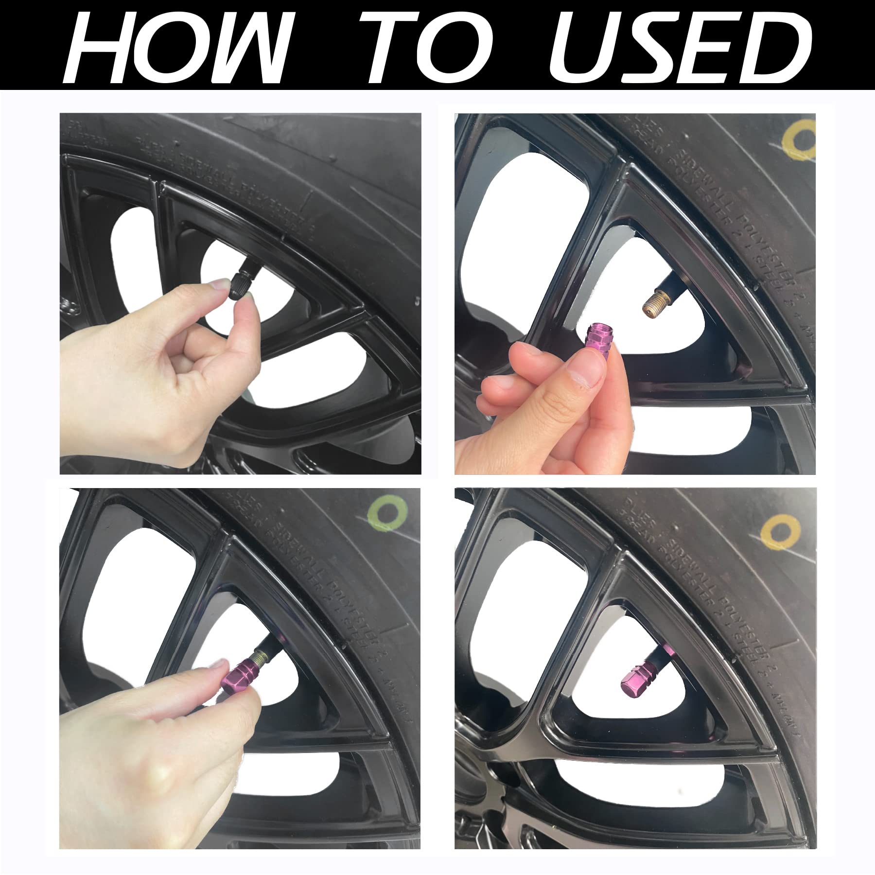 Justtop Car Tire Valve Stem Caps, 12Pcs Air Caps Cover, Universal For Cars, Suvs, Bike, Trucks And Motorcycles-Pink