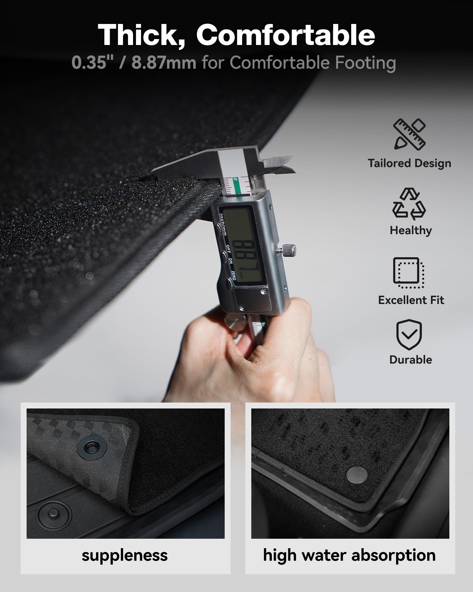 3W Floor Mats With Carpets Custom Fit Mercedez Benz C-Class 2015-2021(For Sedan Only), Tpe Floor Liner Thickened Carpet With Saf