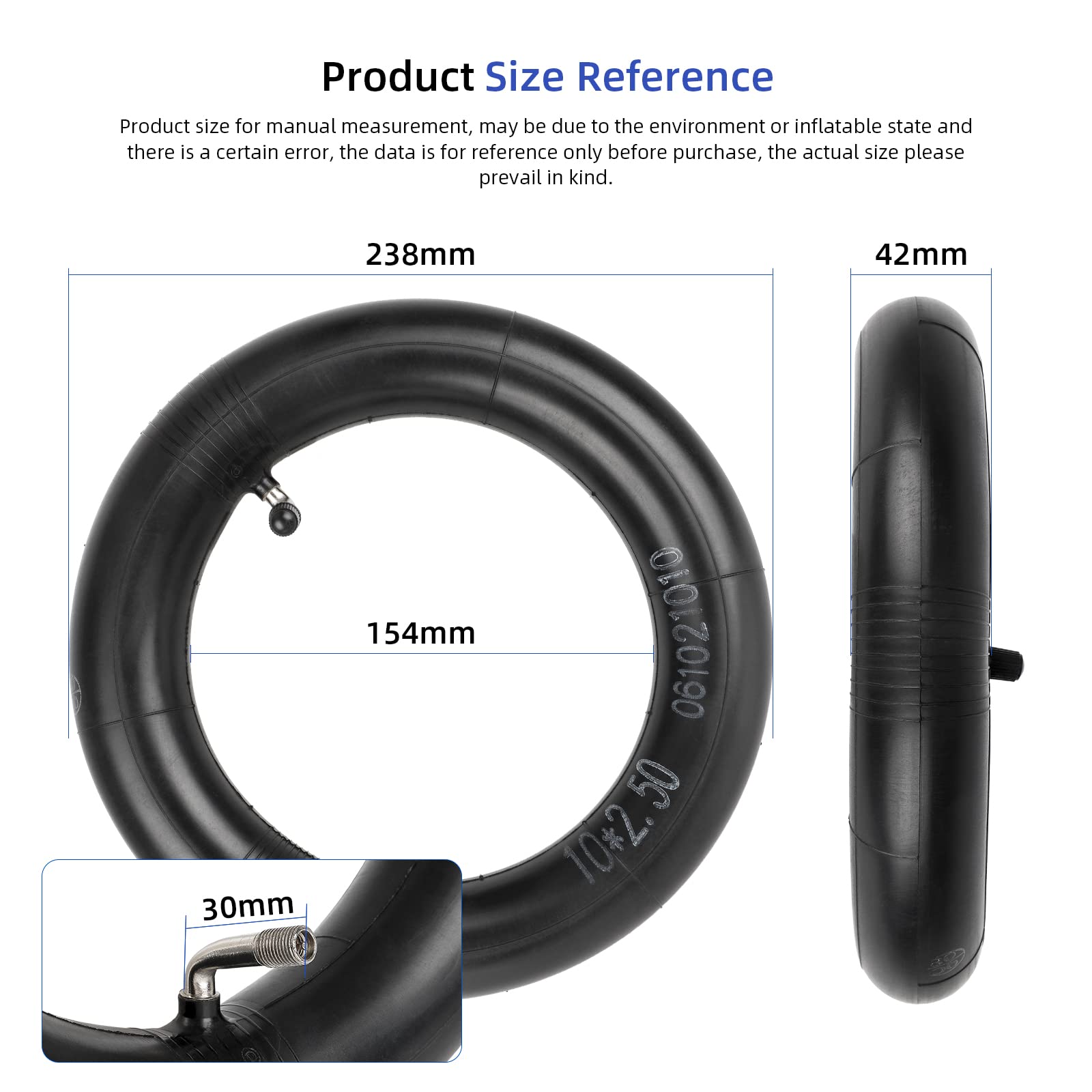 ulip (2 Pack 10x2.5 Replacement Inner Tubes with 90 Degree for Nanrobot D4 Plus D6+ Gotrax Gmax Ultra Mantis 10 Pro SE Kugoo M4