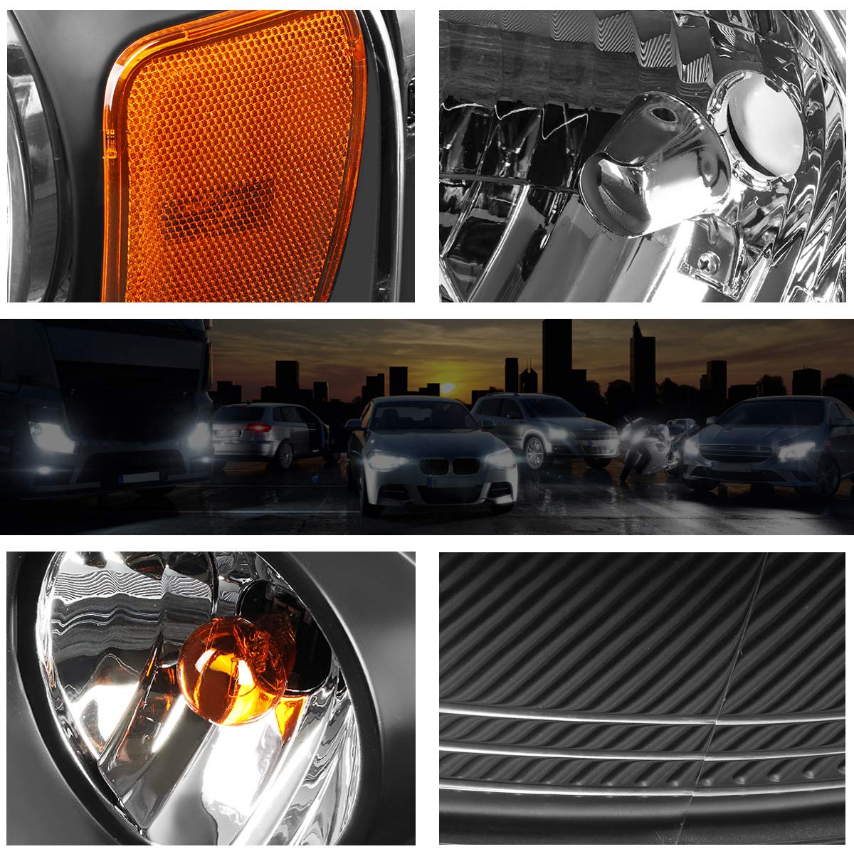 2Pcs Replacement Headlights Assembly Compatible With Ford F150 04-08/Lincoln Mark Lt 06-08,Black Housing/Amber Corner