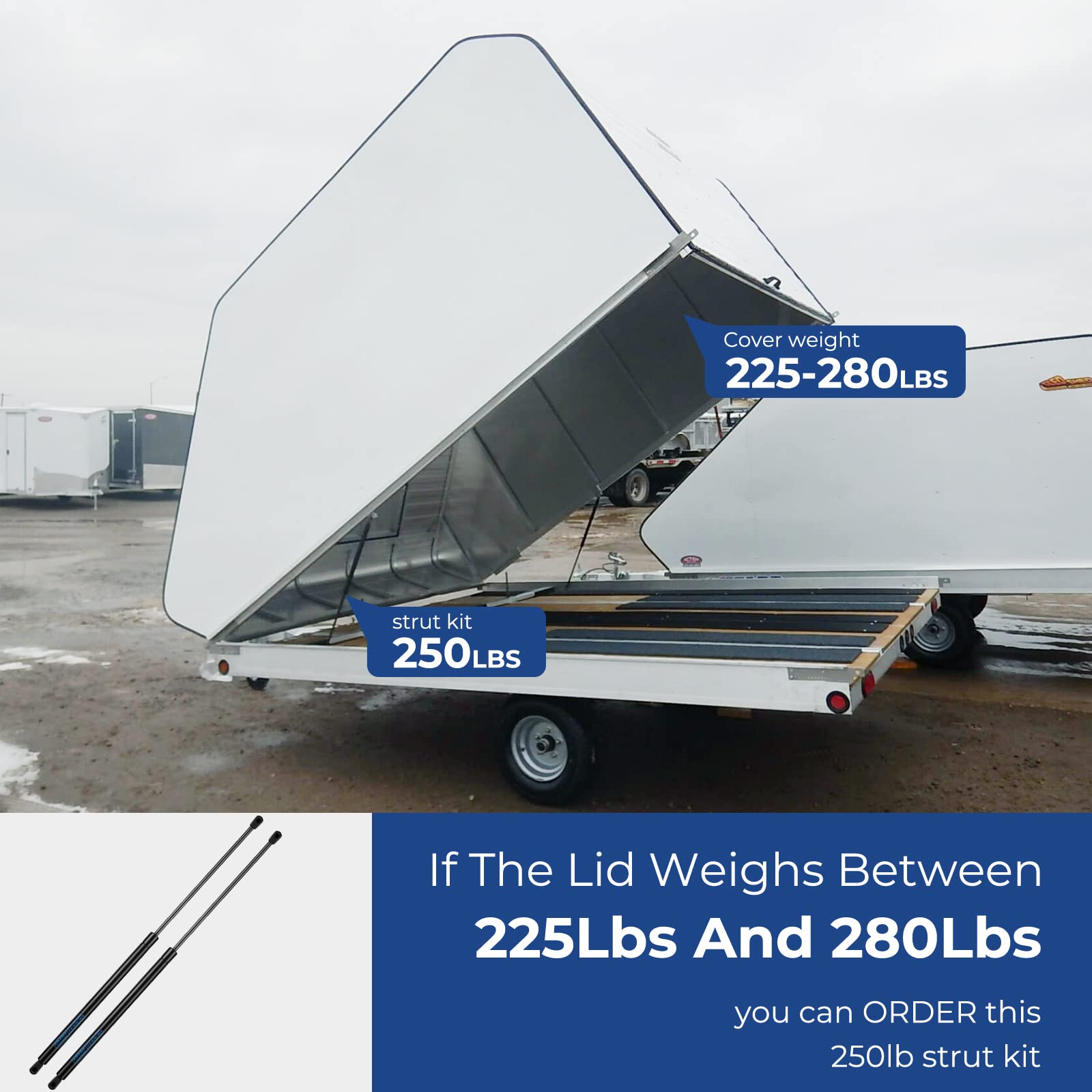 Arana St270M250M10 27 Inch 250Lb Gas Spring Struts, St270M250M10 27   1112N Shocks Lift Support For Snowmobile Sled Trailer Heav