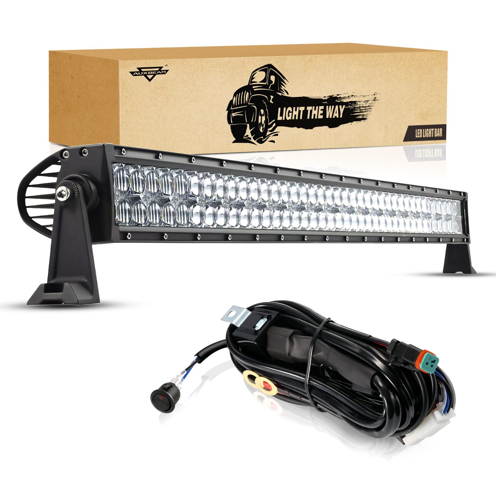 Auxbeam 42'' Led Light Bar 240W Spot Flood Combo Off Road Lights Driving Lights Led Work Lights 5D Lens With Wiring Harness For