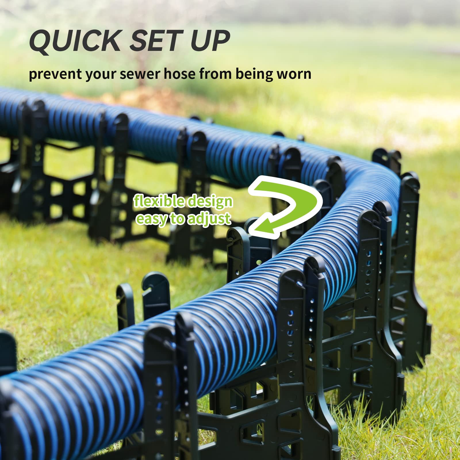 Rvmate Rv Sewer Hose Support 10 Feet, Plastic Septic Hose Support Black, Easy To Set Up, Help Dumping Quickly And Securely, Come