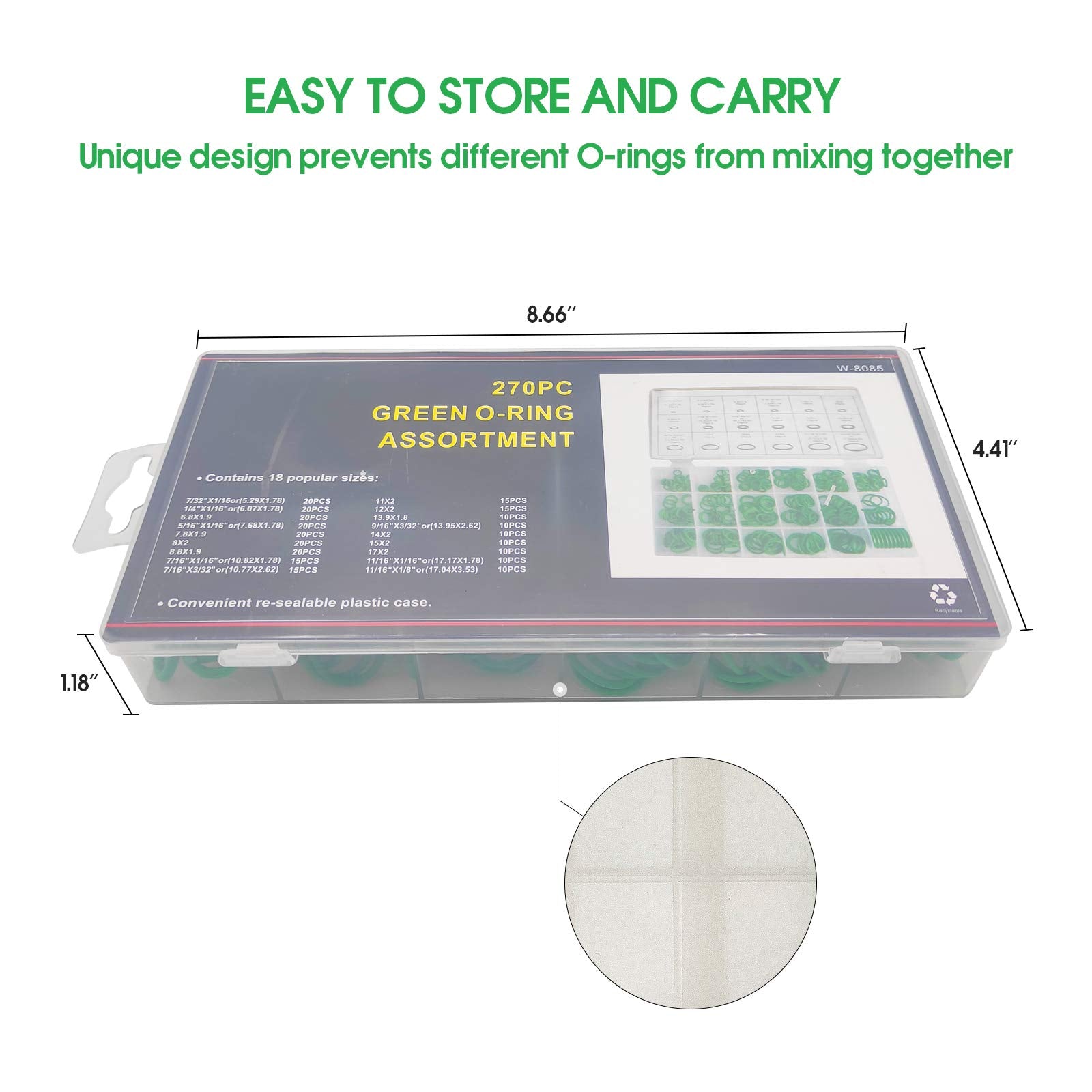 Boatsea 270Pcs Rubber O Ring Kits 18 Sizes Sealing Gasket Washer Made Of Nitrile Rubber, Automotive Ac O-Rings Kit, O-Ring Assor