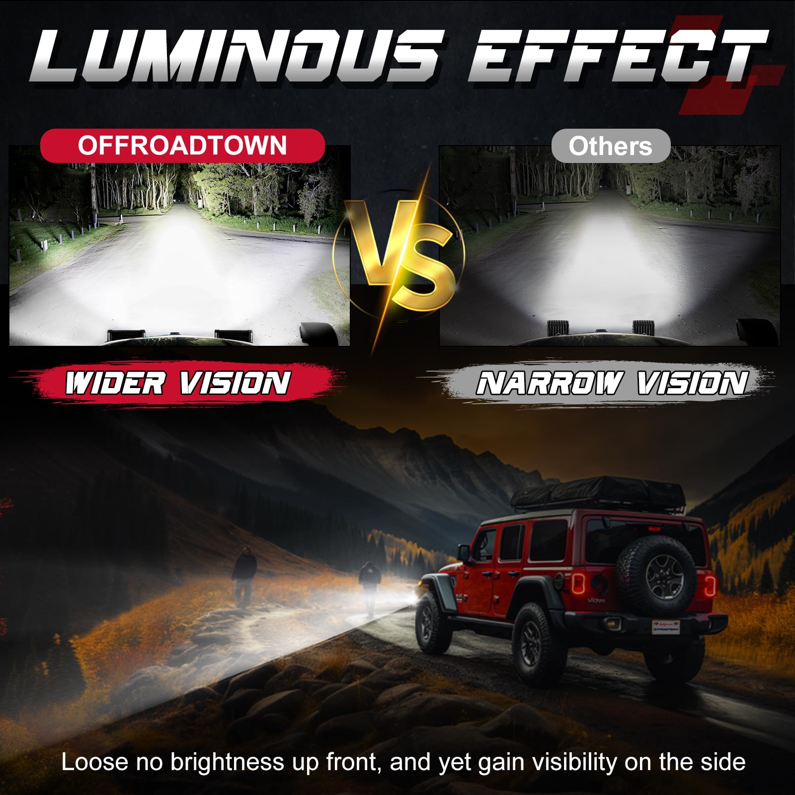 Offroadtown 7In Led Light Bars Side Shooter Led Pods Off Road Fog Lights Driving Lights With Black Red Blue Side Cover For Truck