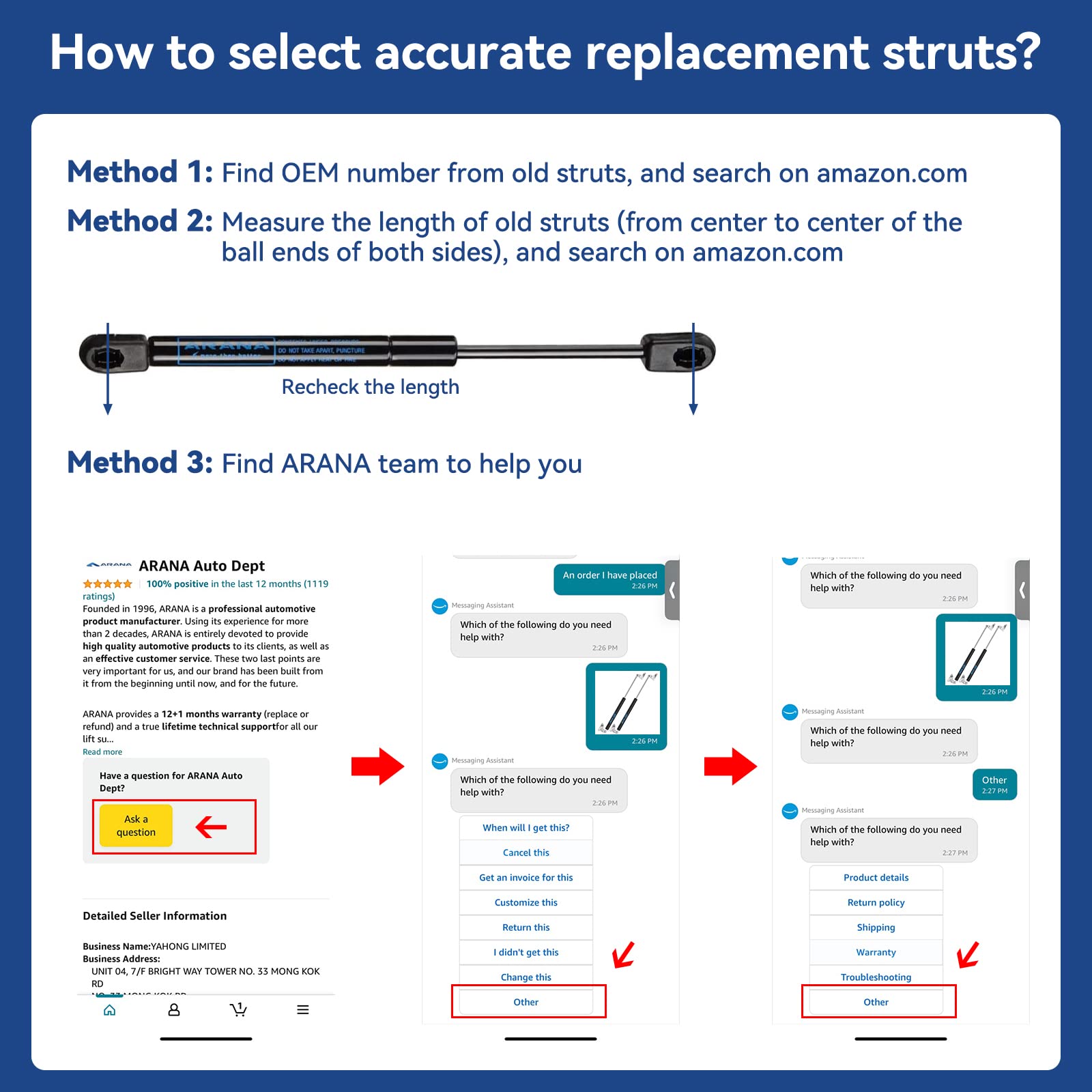 Arana 17 Inch 28 Lbs Gas Struts C16-02622 17.5Inch Spring Shocks For Truck Cap Topper Camper Shell Window Glass C1602622, 2Pcs Set