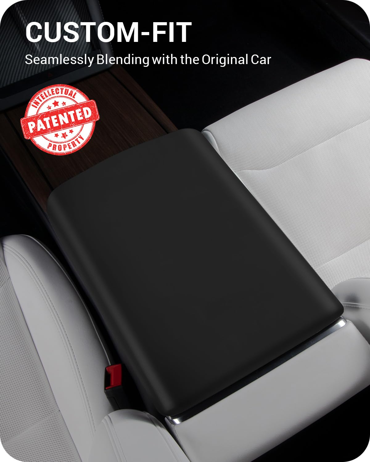 Basenor Tesla Model S Model X Center Console Cover Non-Slip Tpe Armrest Cover [No Logo] Protector Armrest 2021-2025 Tesla Interi