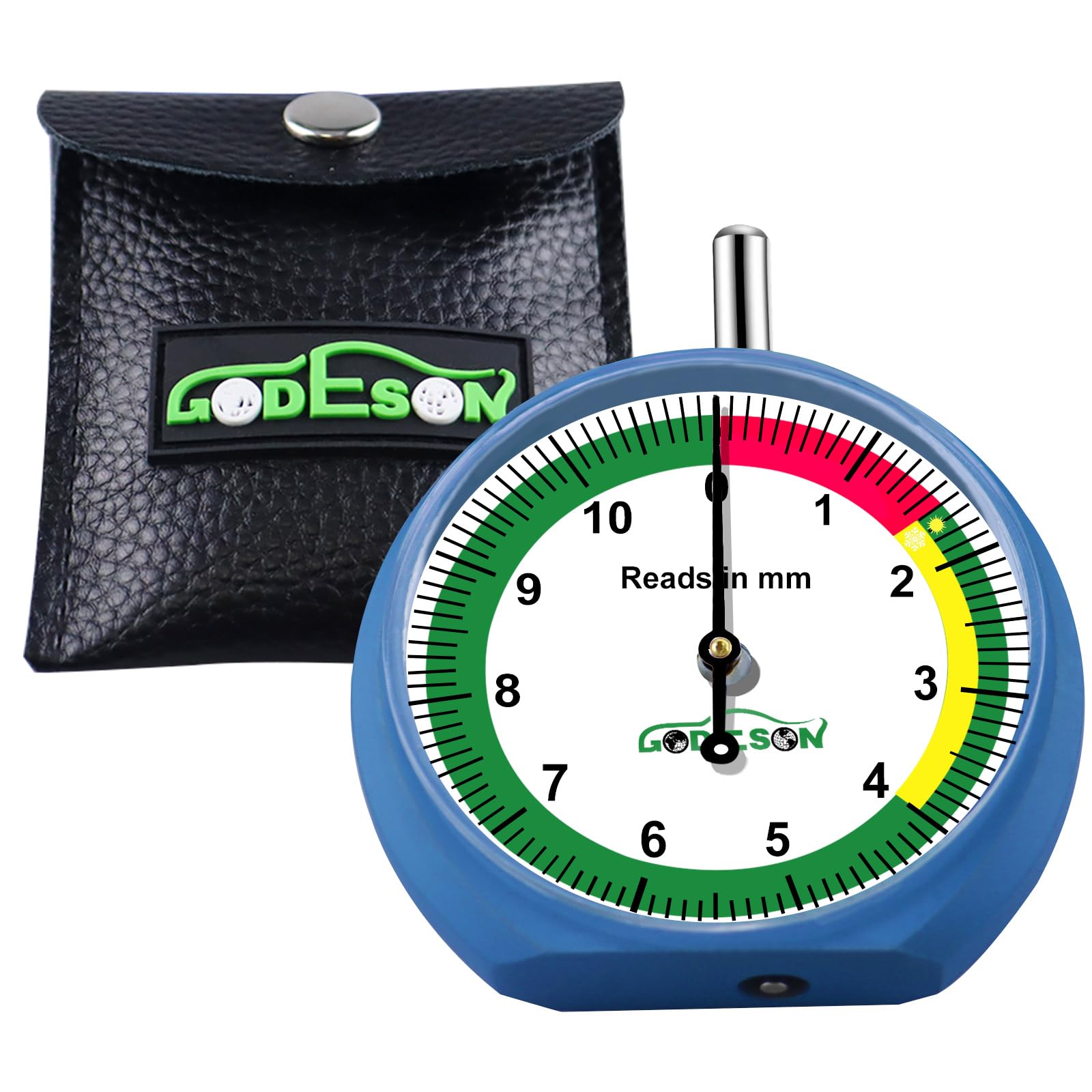 Godeson 88703 Dial Tire Tread Depth Gauge In Mm,Professional For Motorcycle, Car,Truck And Bus