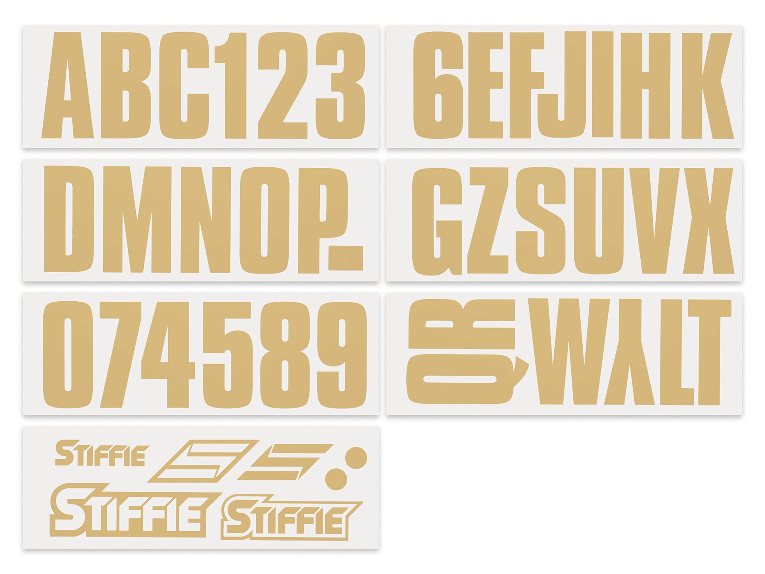STIFFIE Uniline Tan 3 ID Kit Alpha-Numeric Registration Identification Numbers Stickers Decals for Boats & Personal Watercraft
