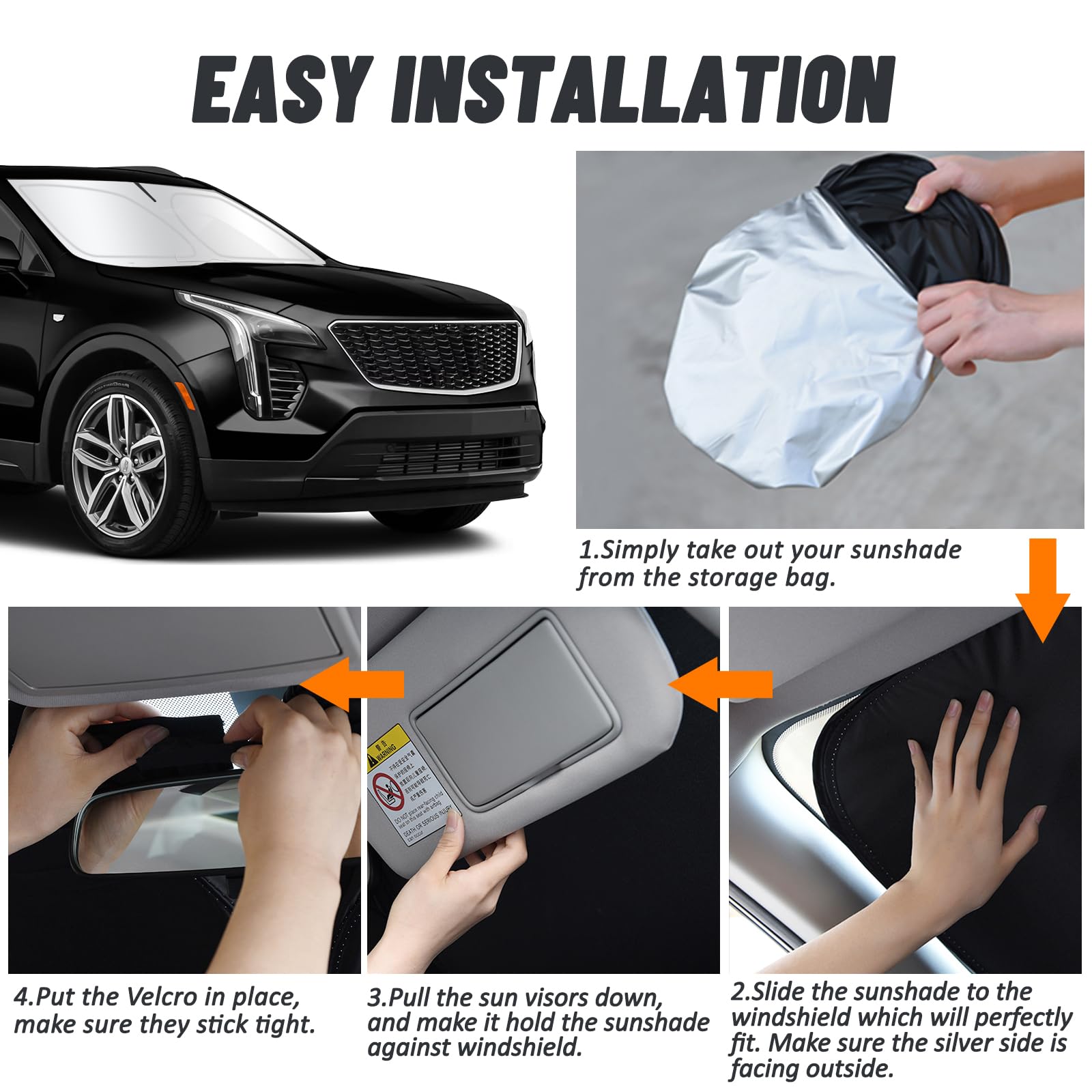 D-Lumina Windshield Sun Shade For 2019-2025 Cadillac Xt4 Accessories, Front Window Sunshade Sun Visor Protector Block Uv Rays He