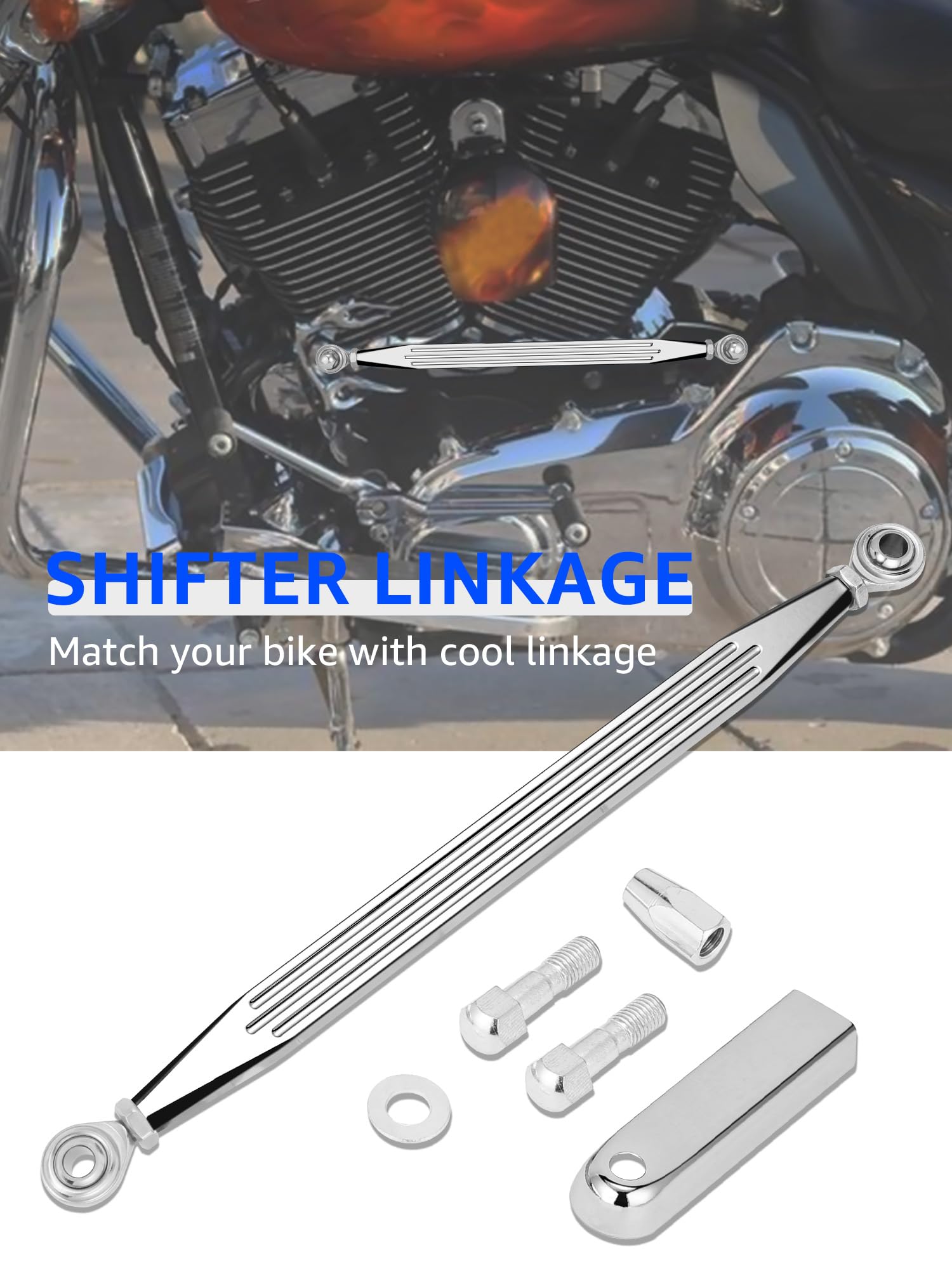 AILMOTO 2024 Chrome Shift Linkage Compatible for Harley Davidson Touring Street Glide, Electra Glide, Road Glide, Road King, Sof