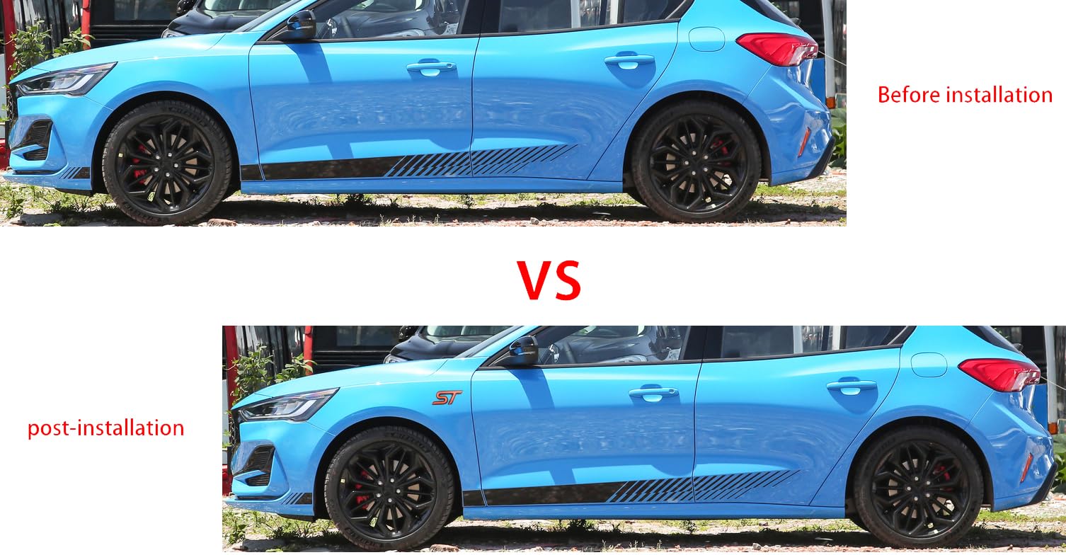 2pcs Metal New ST Car Emblem 3D Racing Decal Sport Turbo Badge Replacement for car (Black Orange)